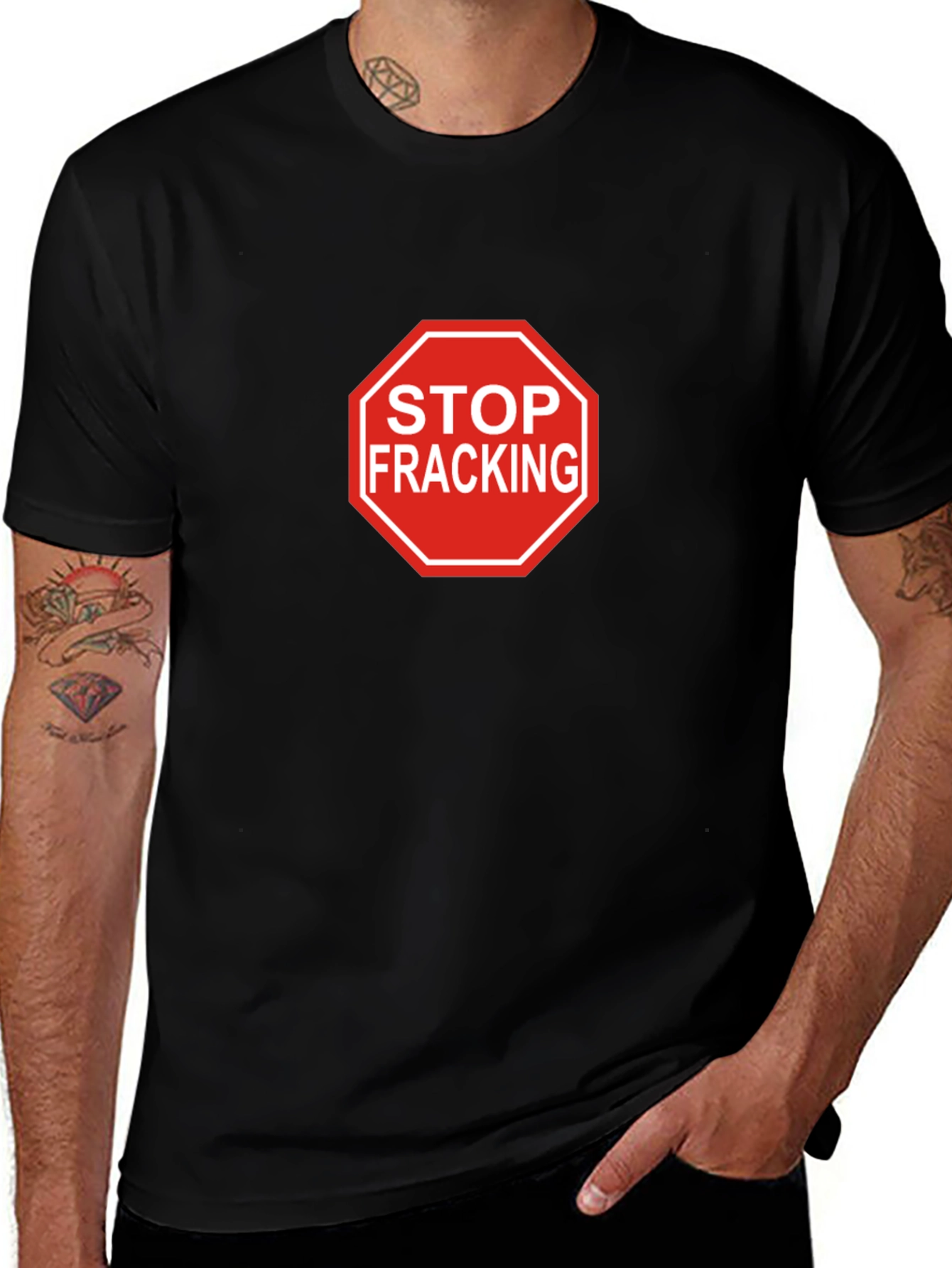 Stop Fracking Black T-Shirt