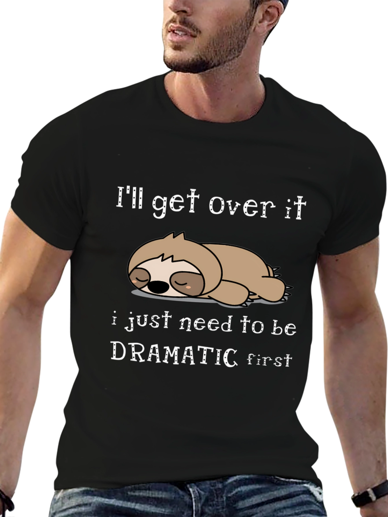 Dramatic Sloth Graphic T-Shirt Funny Sarcastic Tee