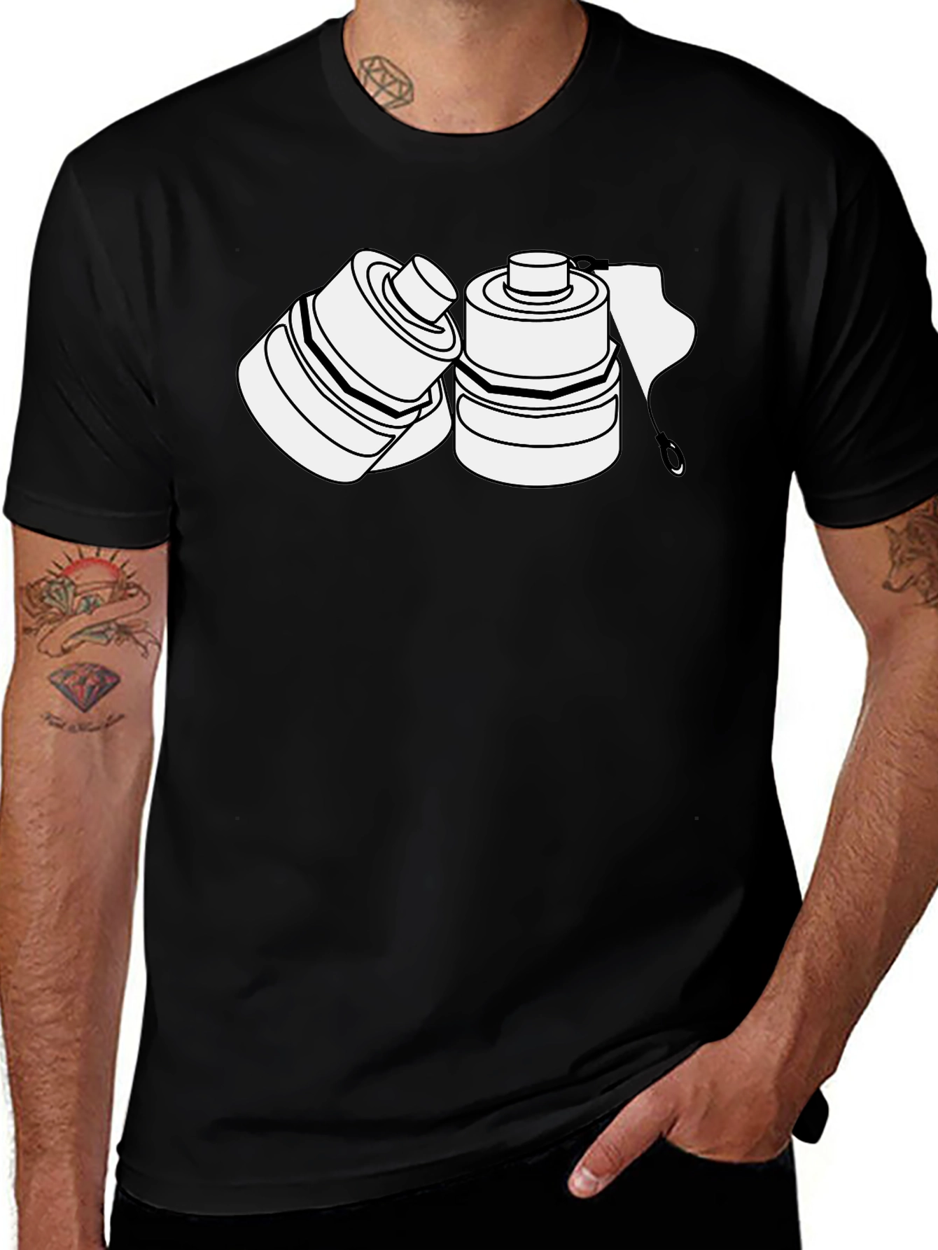Black T-Shirt with Abstract Graphic Design