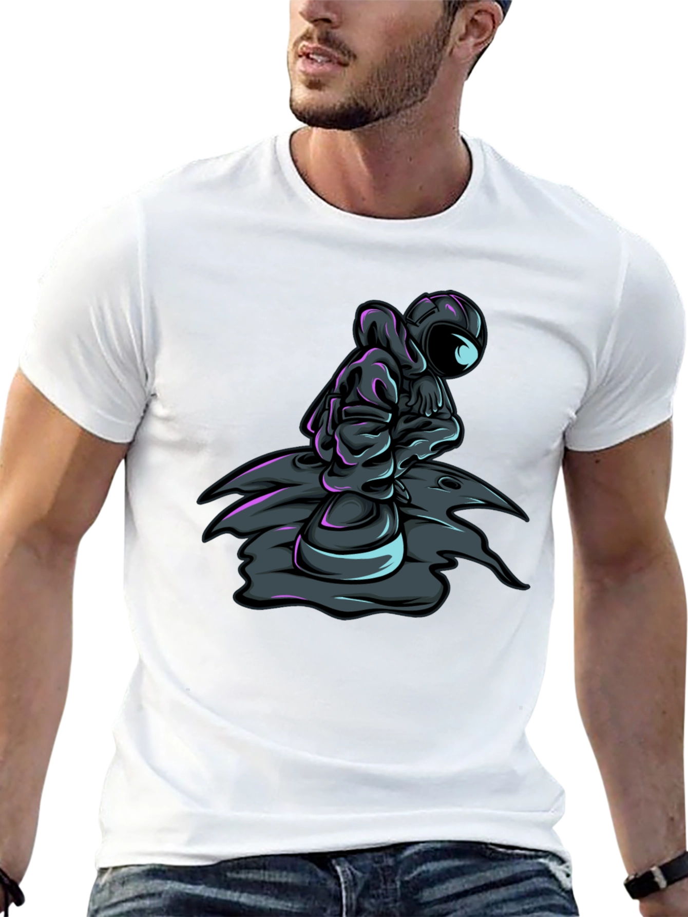 Astronaut Graphic Tee - Black Crew Neck T-Shirt
