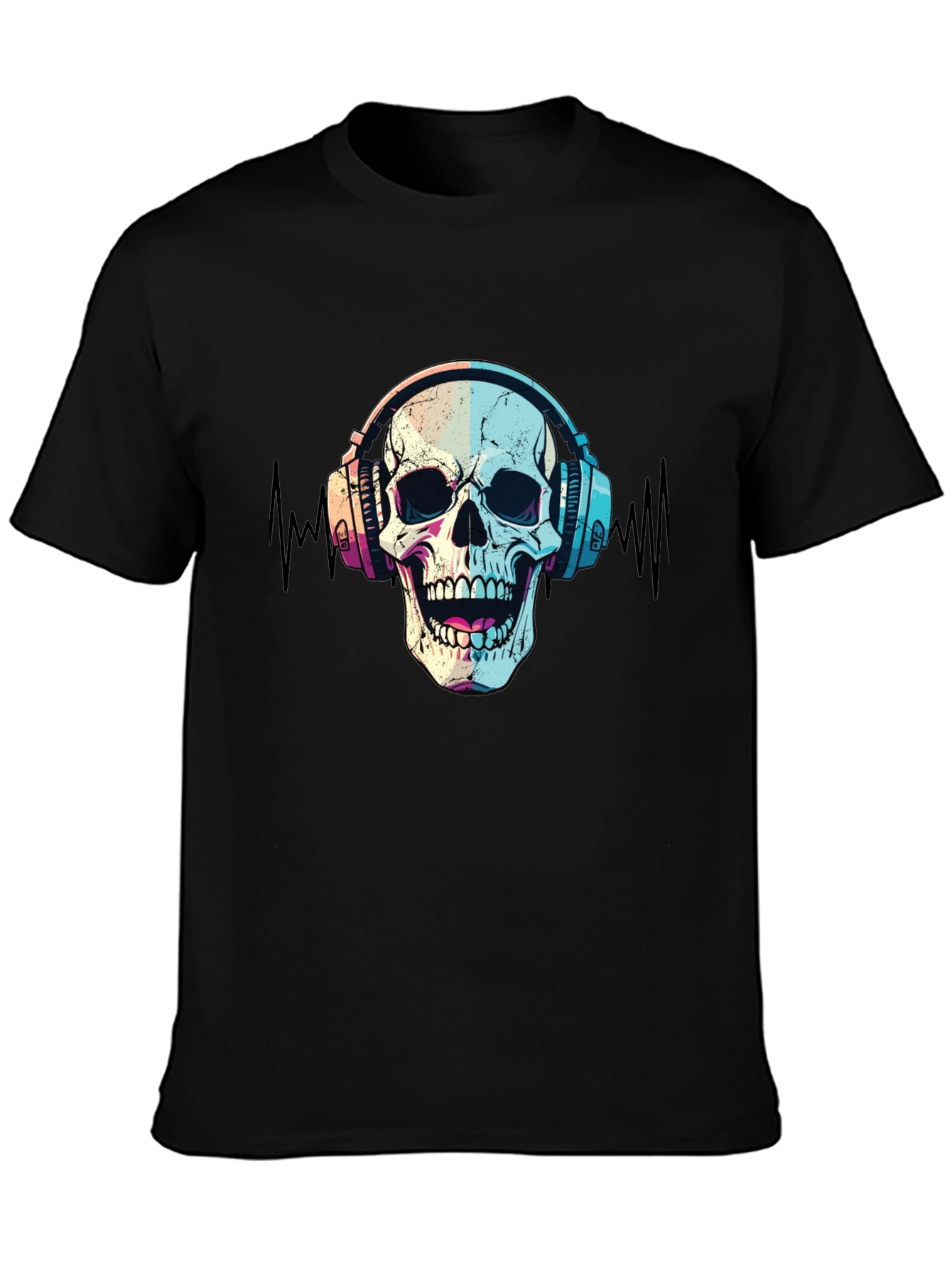Skull Headphones T-Shirt - Black Graphic Tee