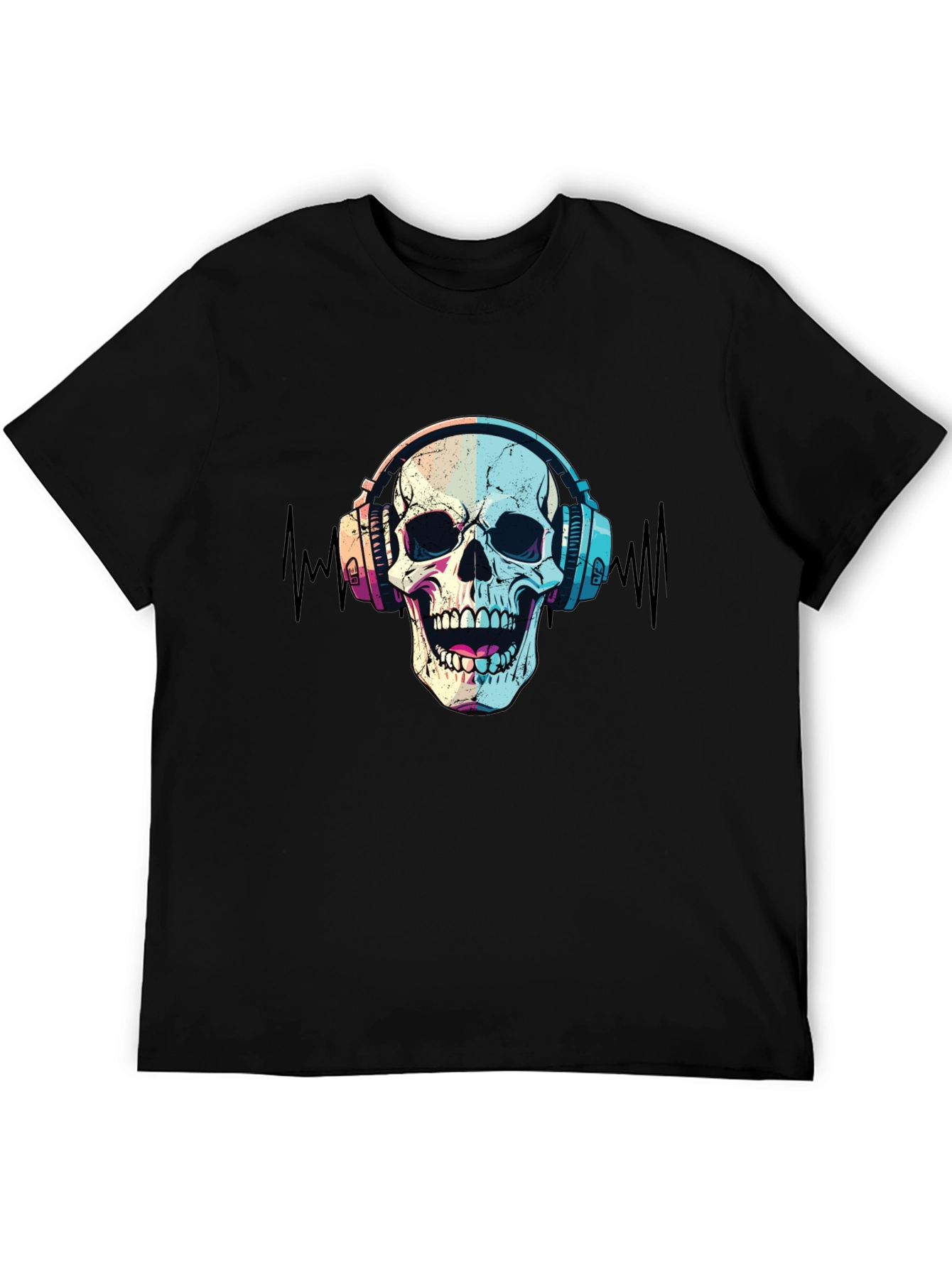 Skull Headphones T-Shirt - Black Graphic Tee