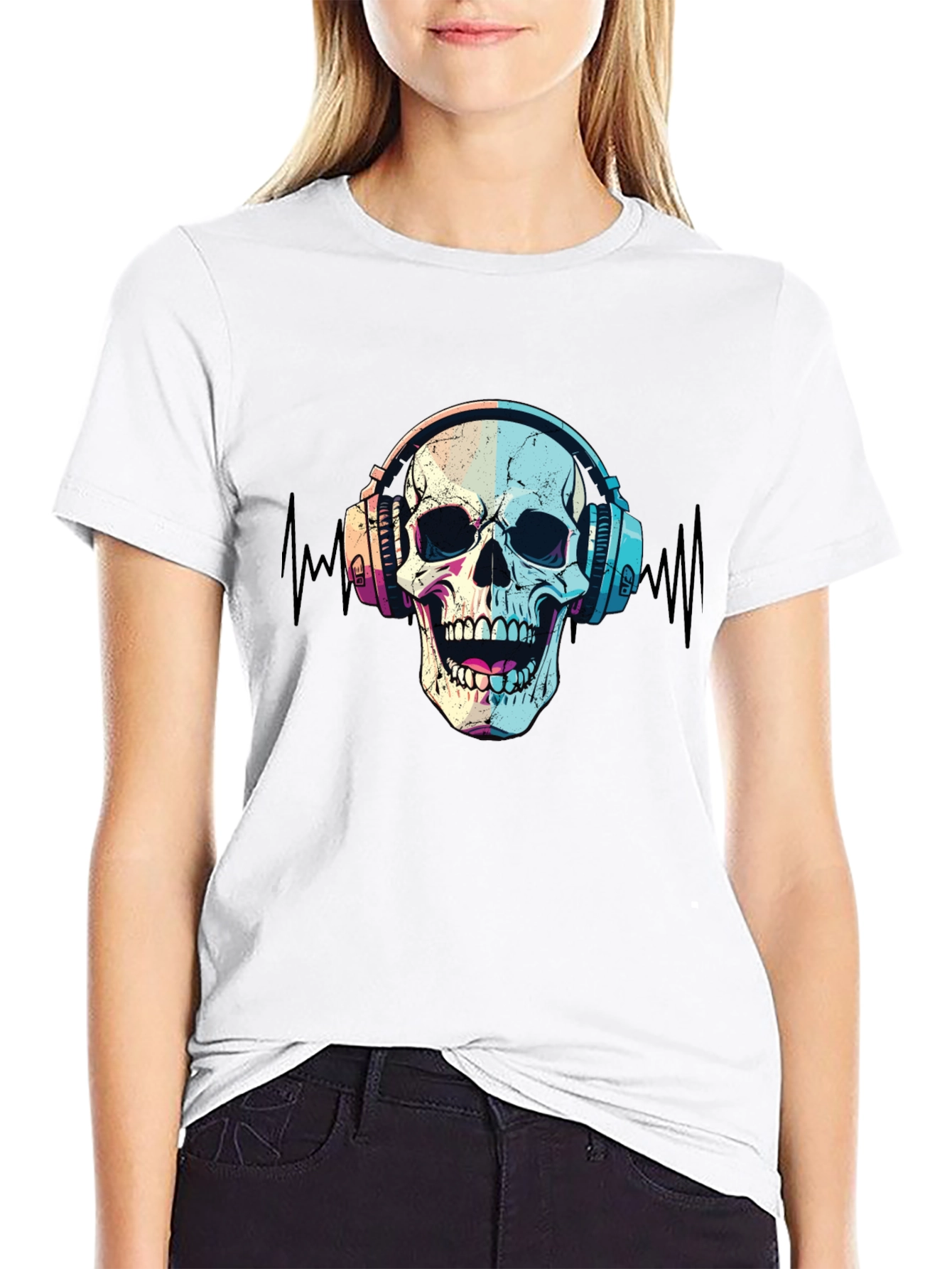 Skull Headphones T-Shirt - Black Graphic Tee