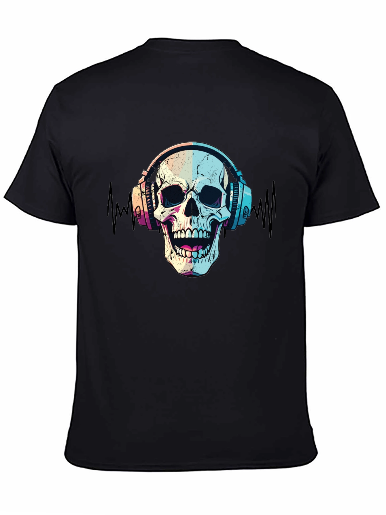 Skull Headphones T-Shirt - Black Graphic Tee