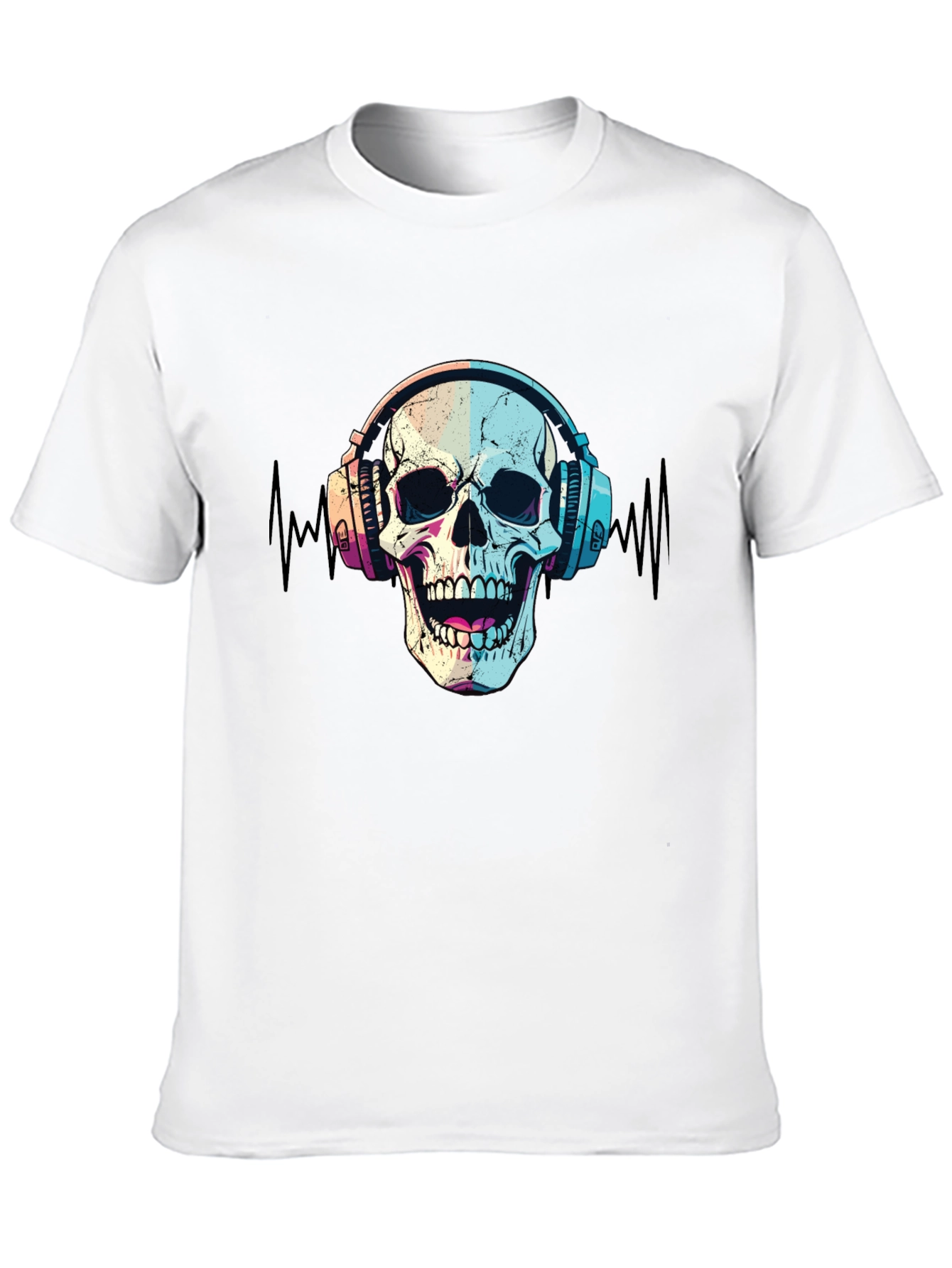 Skull Headphones T-Shirt - Black Graphic Tee
