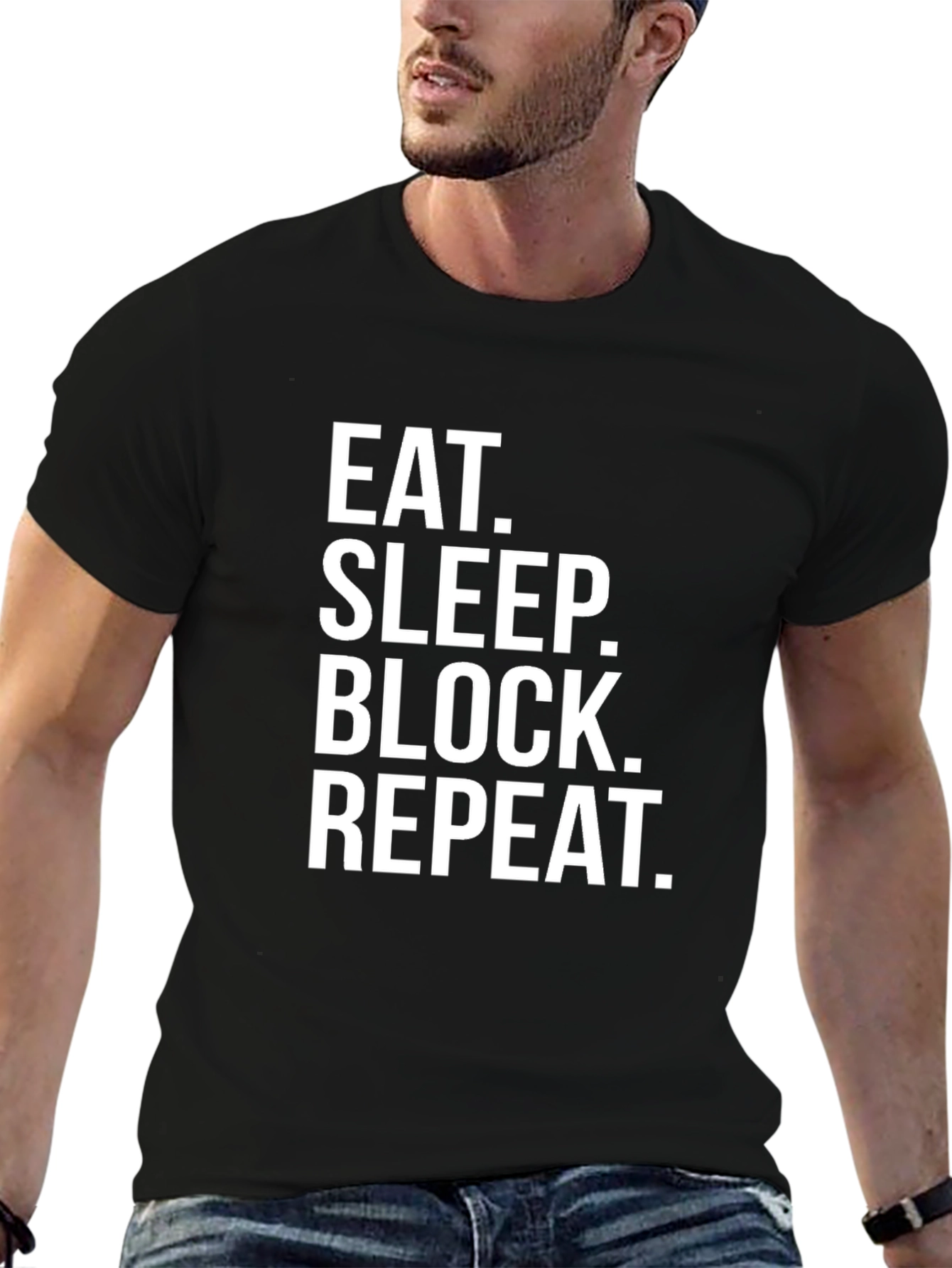 Eat Sleep Block Repeat Black T-Shirt