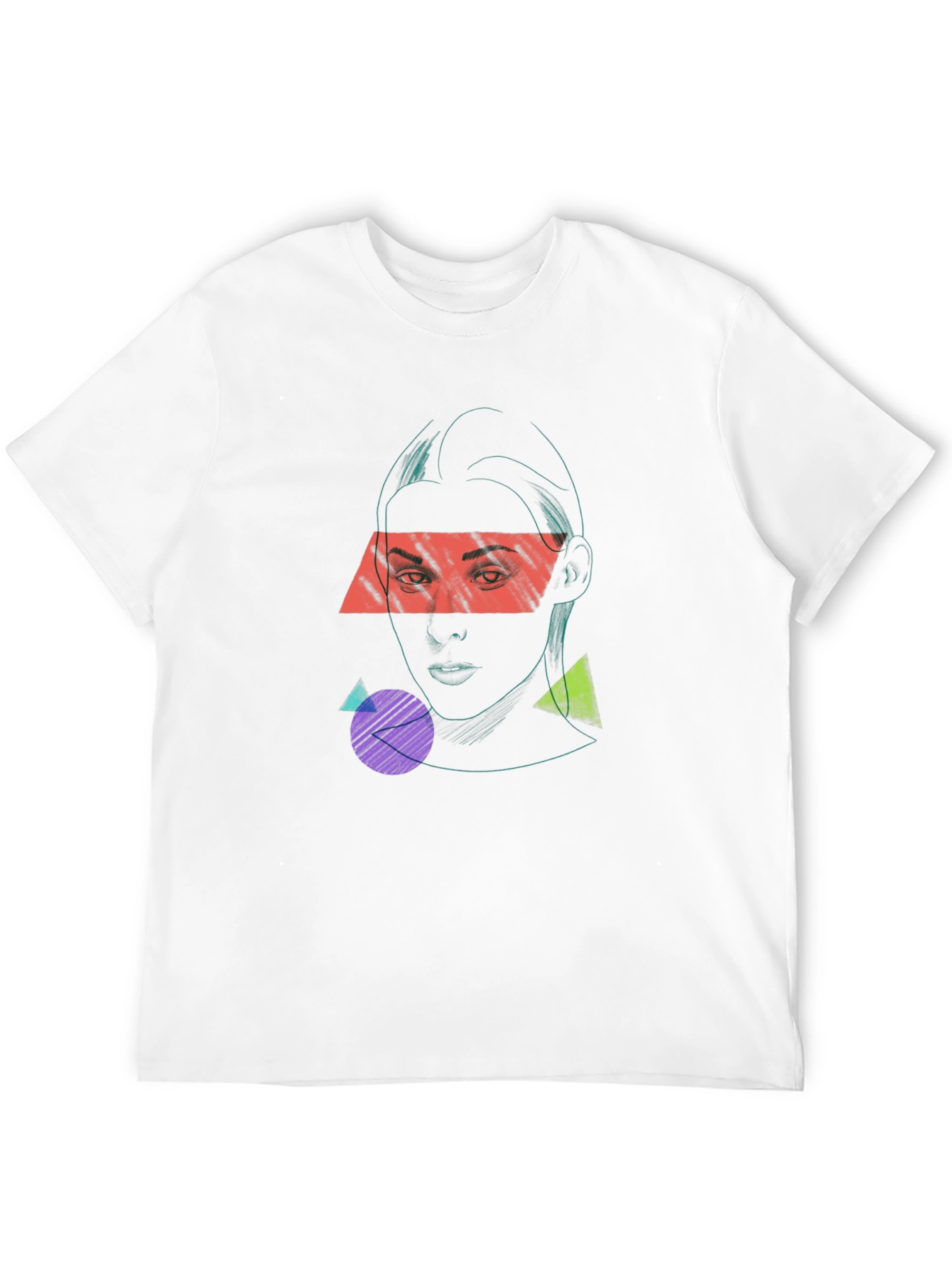 Geometric Face Graphic Black T-Shirt