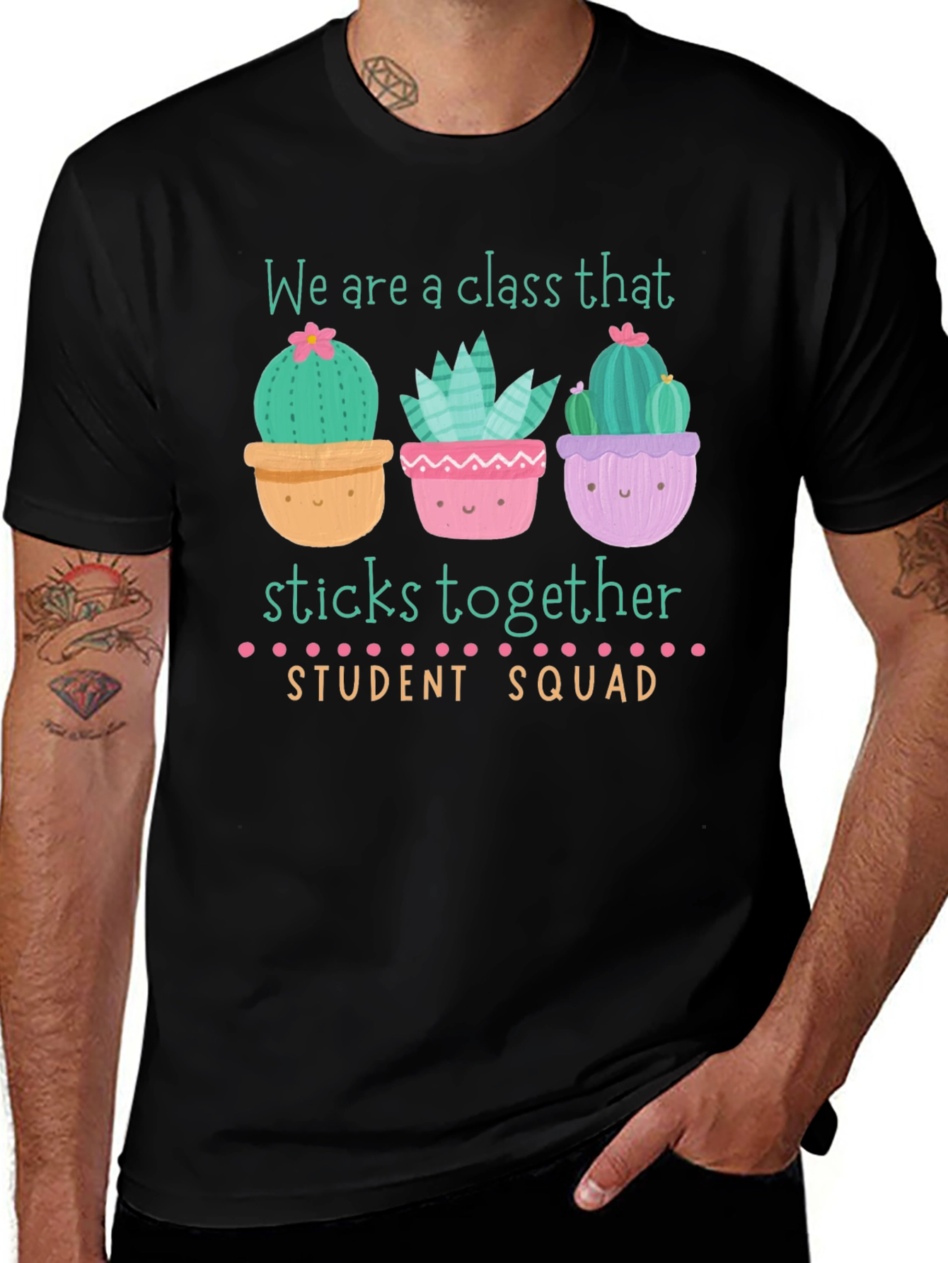 Cute Cactus Student Squad T-Shirt