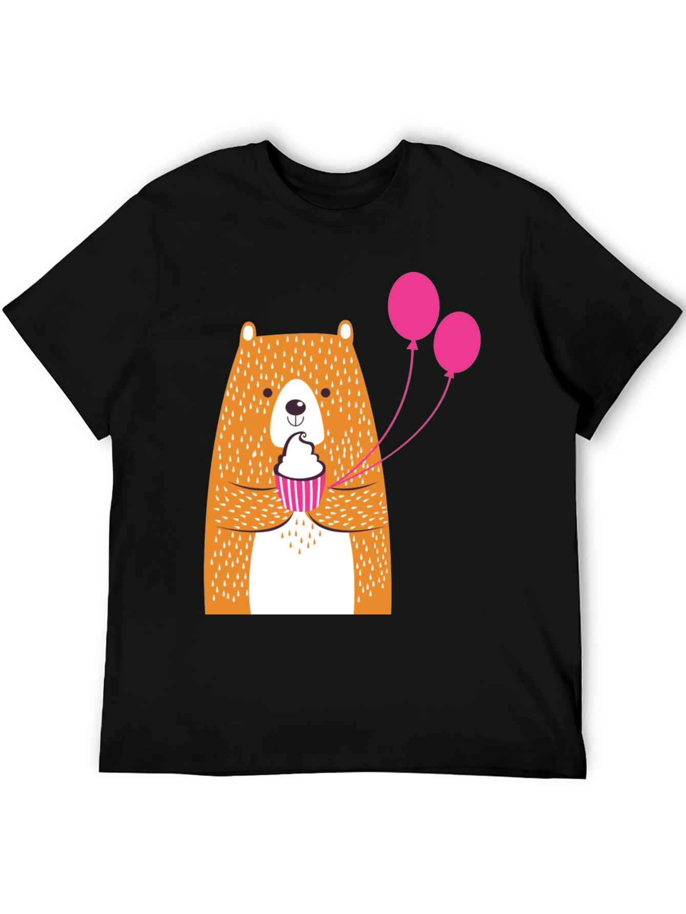 Cute Bear Cupcake Graphic Tee - Black