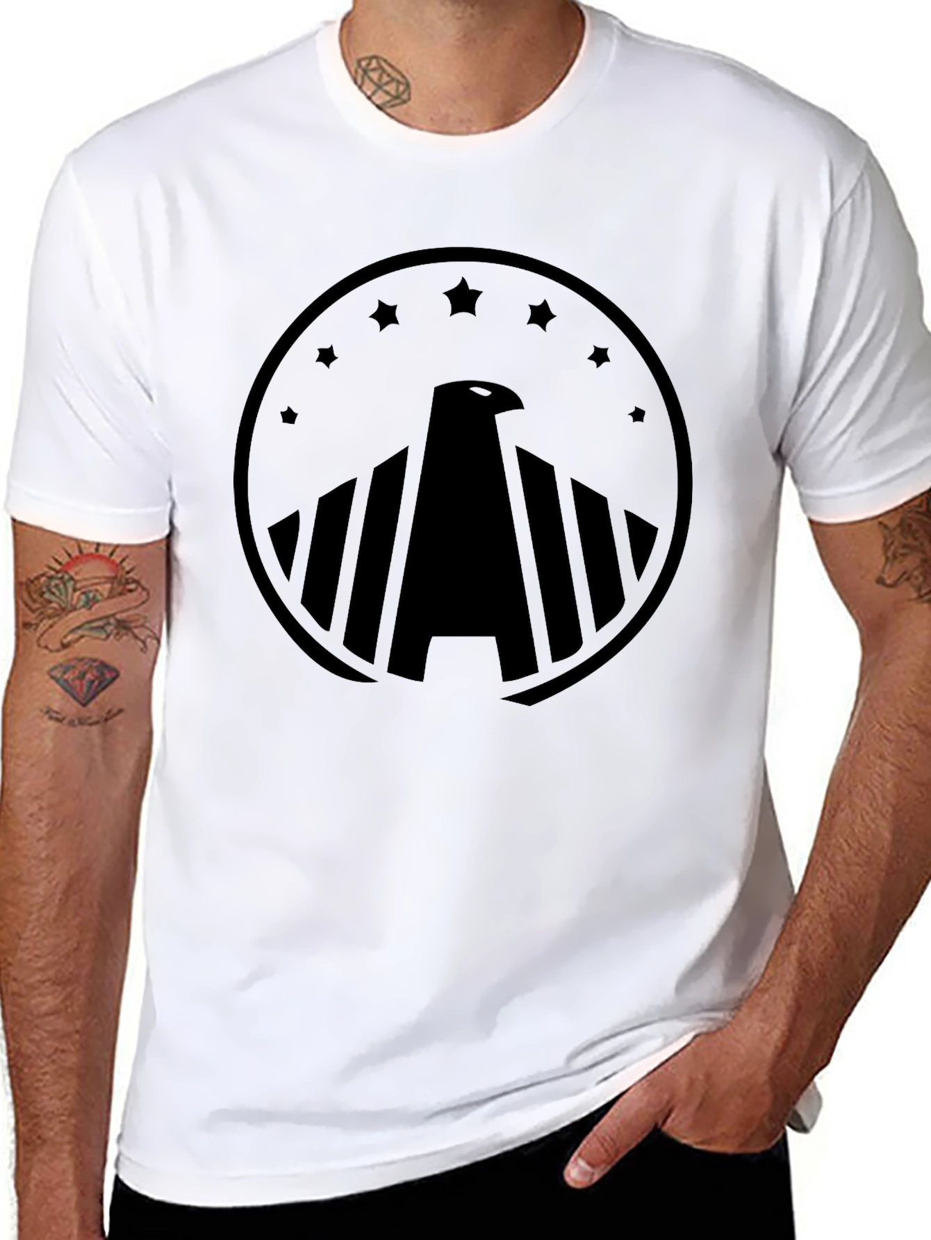Eagle Crest Graphic Tee - Black Cotton Comfort