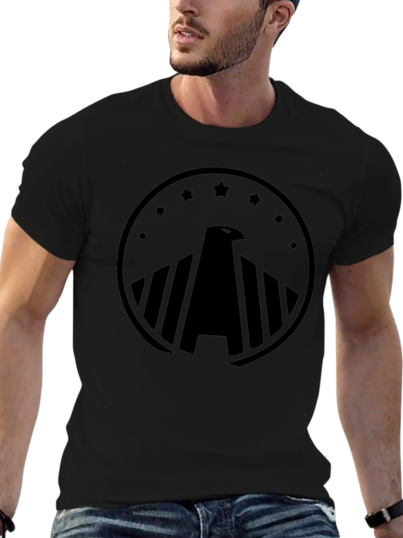 Eagle Crest Graphic Tee - Black Cotton Comfort