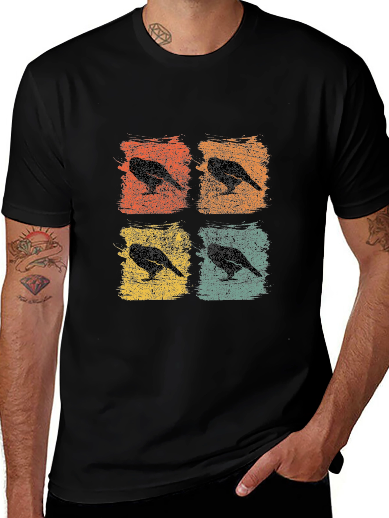 Retro Crow Pop Art T-Shirt