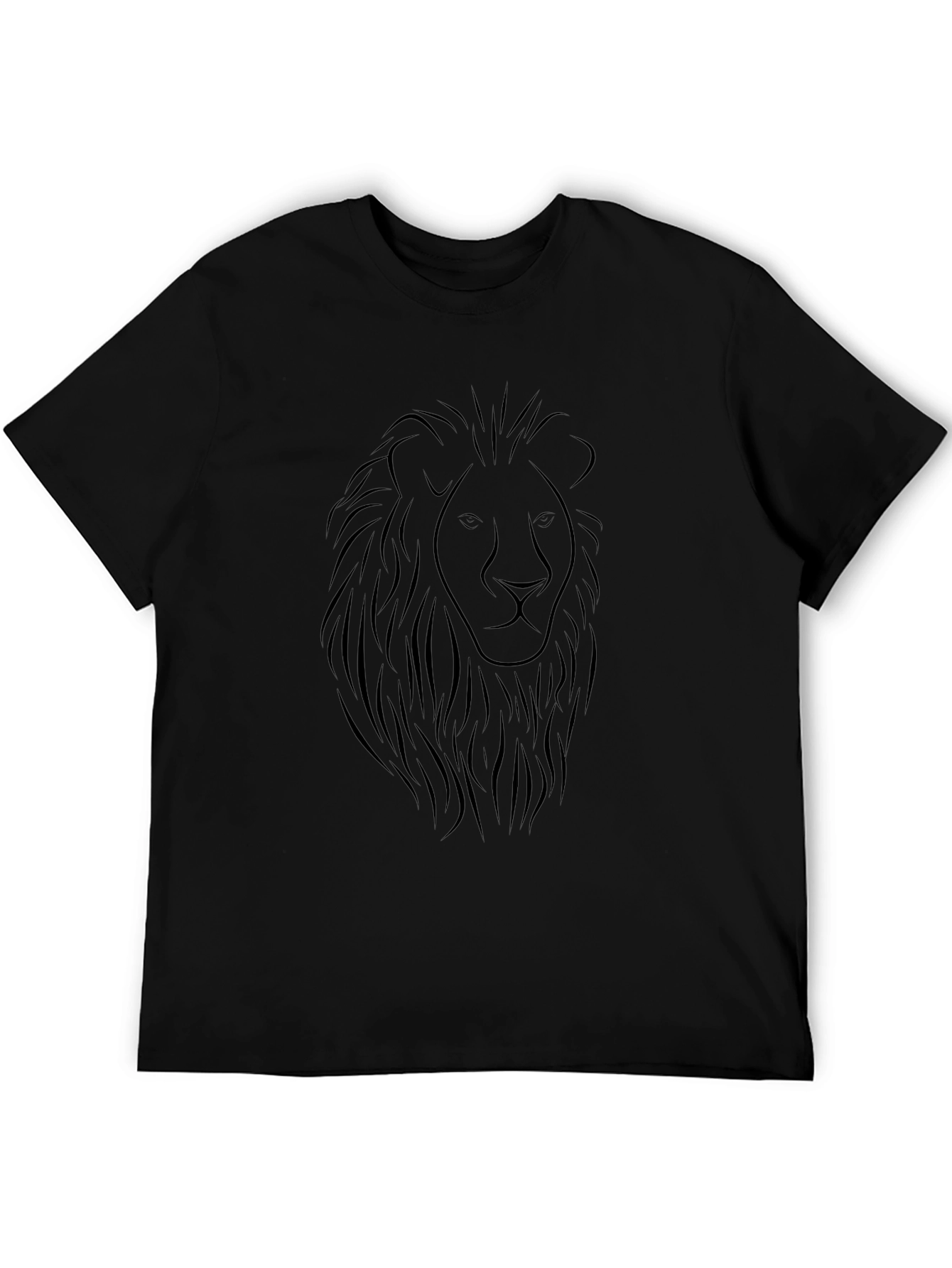 Mens Black Lion Graphic Tee - Stylish Crew Neck