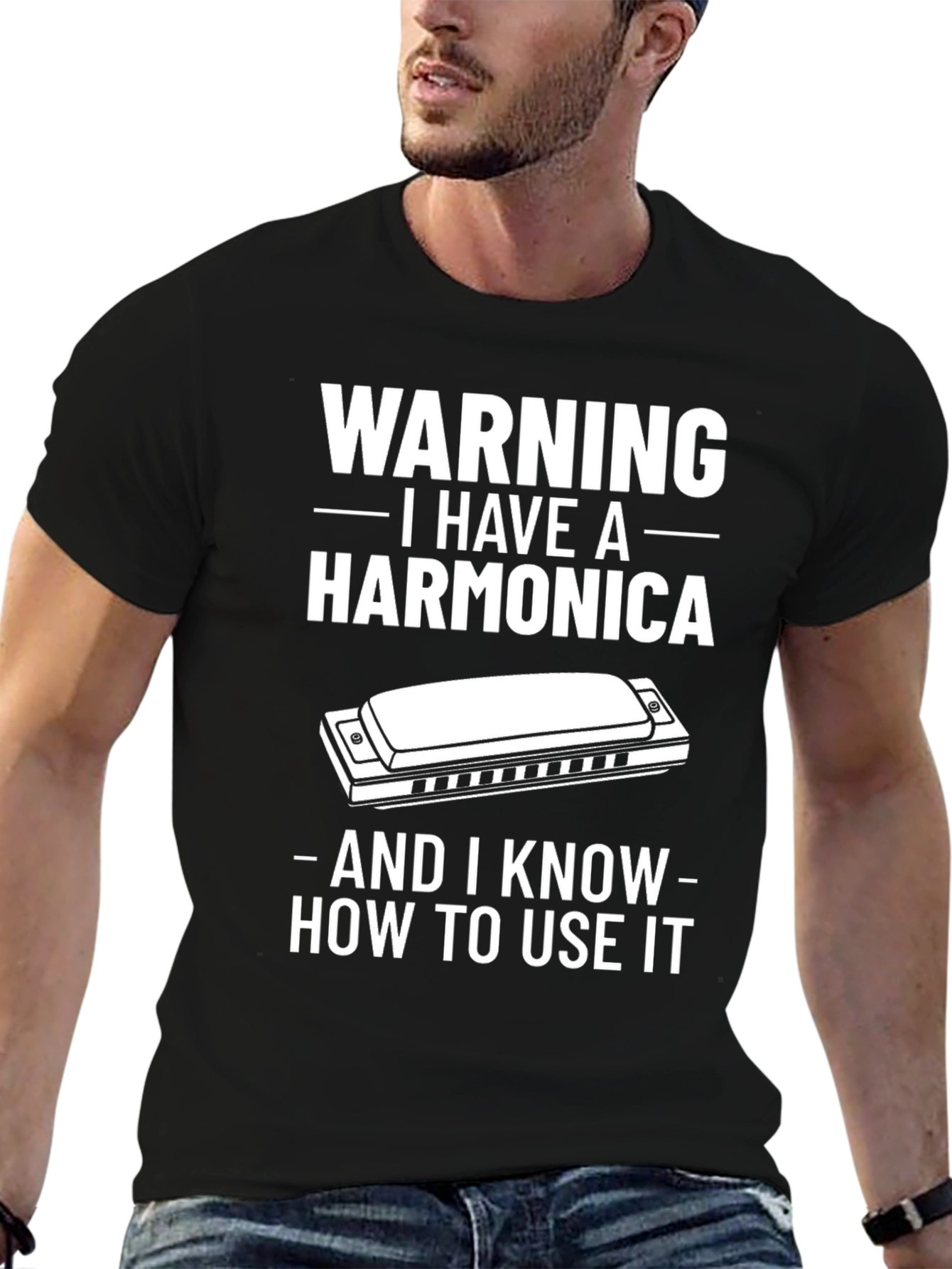 Warning Harmonica T-Shirt Musician Gift