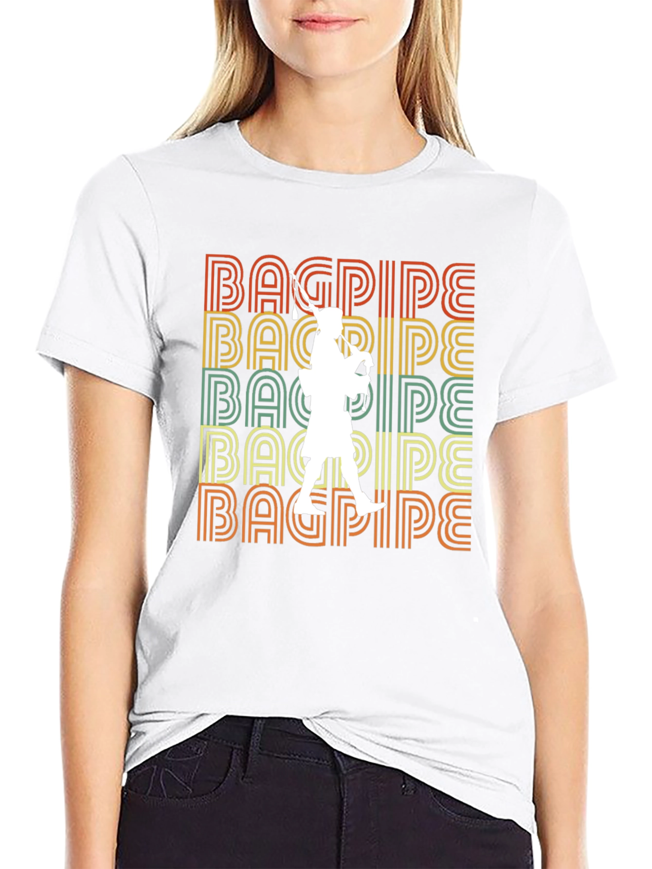 Bagpipe Retro T-Shirt - Scottish Piper Tee