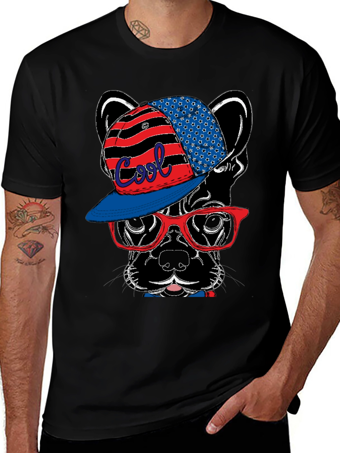 Cool Dog T-Shirt with Hat & Glasses