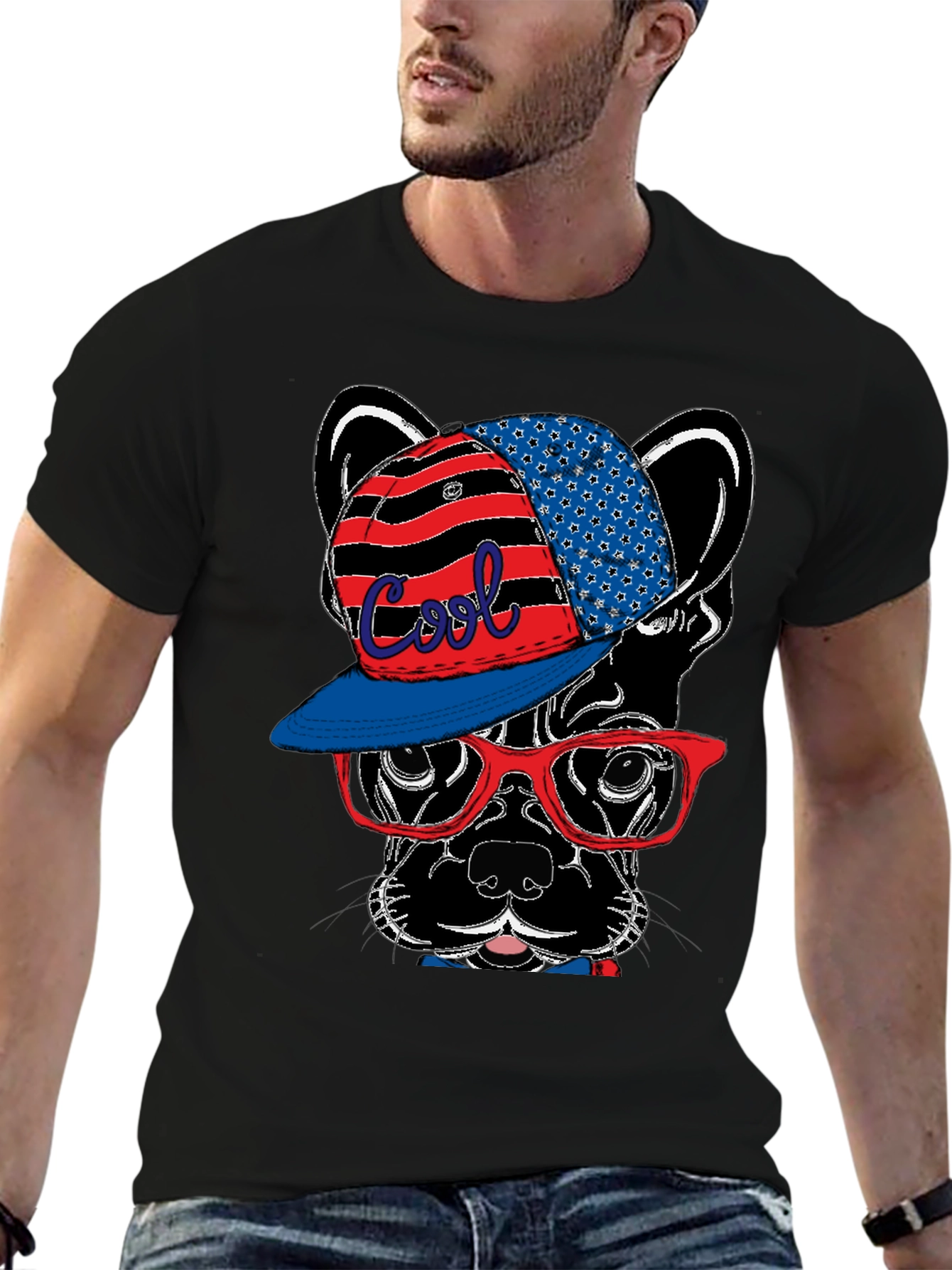 Cool Dog T-Shirt with Hat & Glasses