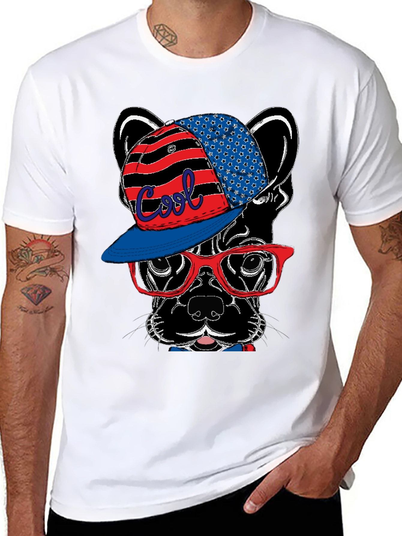 Cool Dog T-Shirt with Hat & Glasses