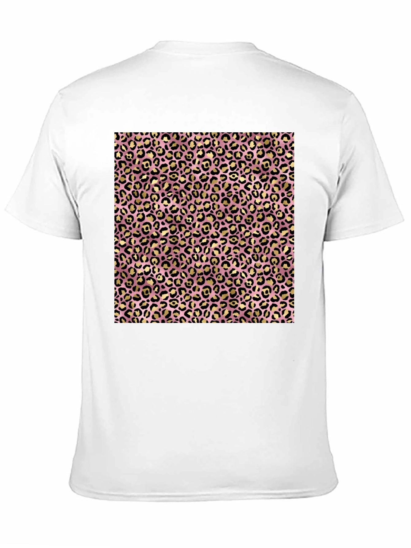 Pink & Gold Leopard Print Black T-Shirt