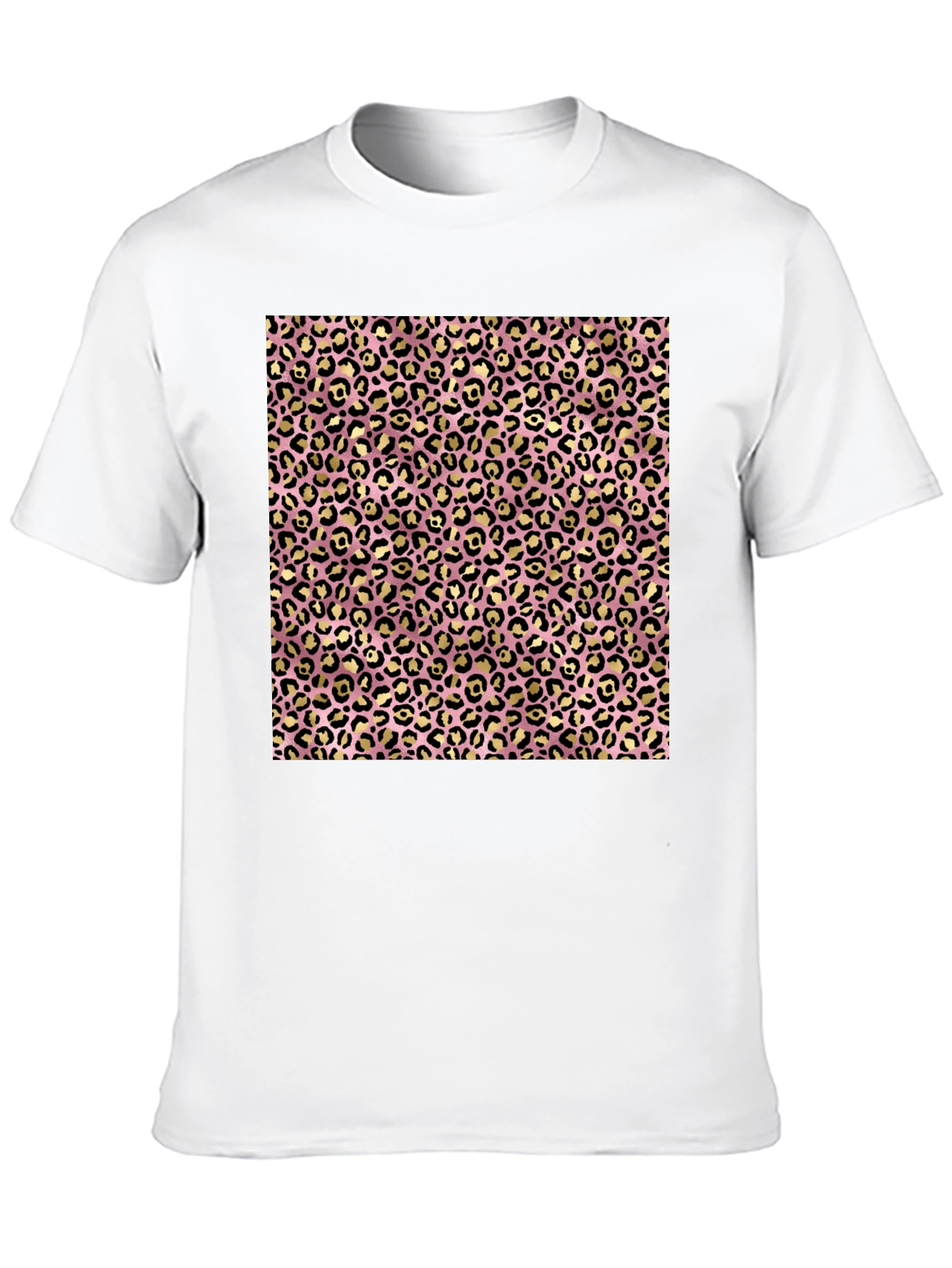 Pink & Gold Leopard Print Black T-Shirt