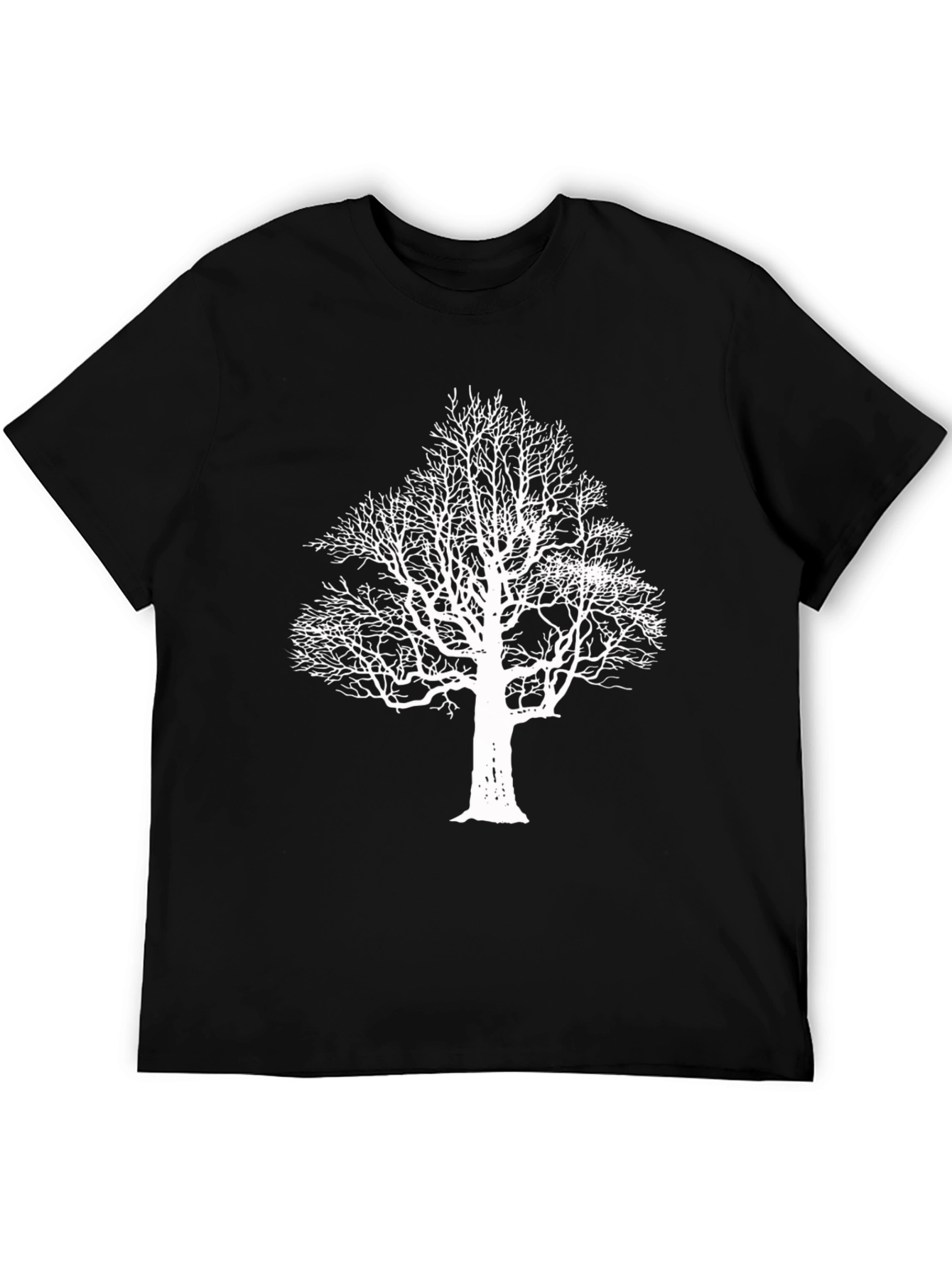 Black T-Shirt with White Tree Graphic