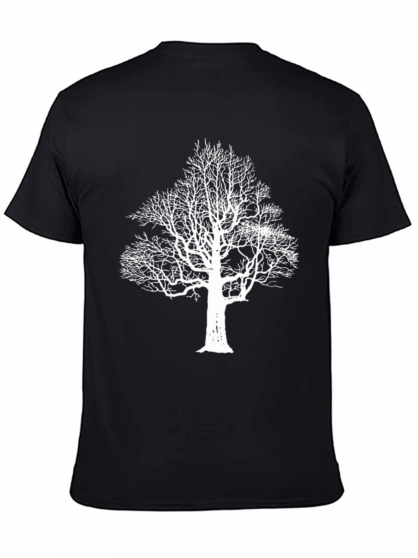 Black T-Shirt with White Tree Graphic