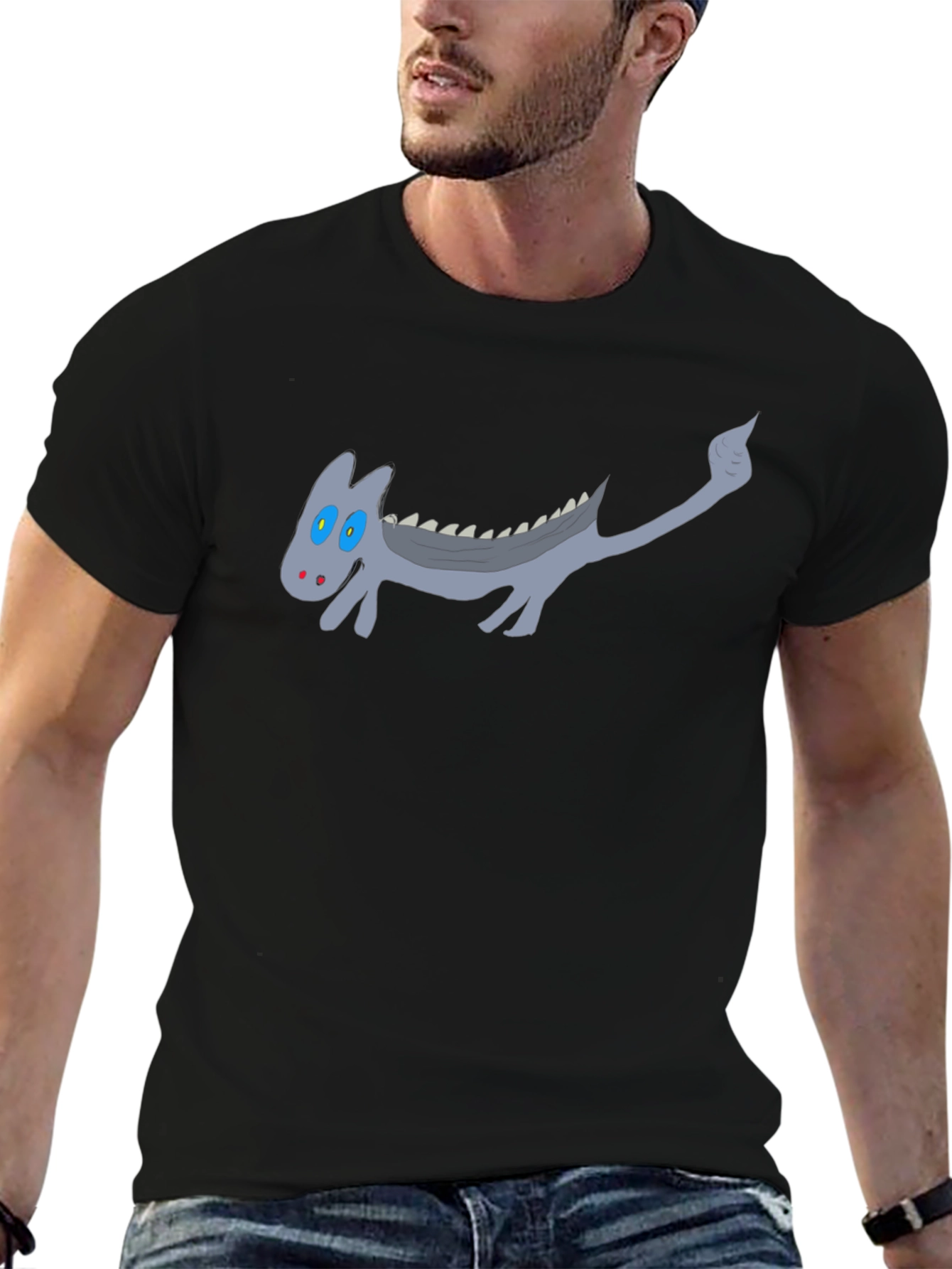 Cartoon Dragon Graphic Black T-Shirt