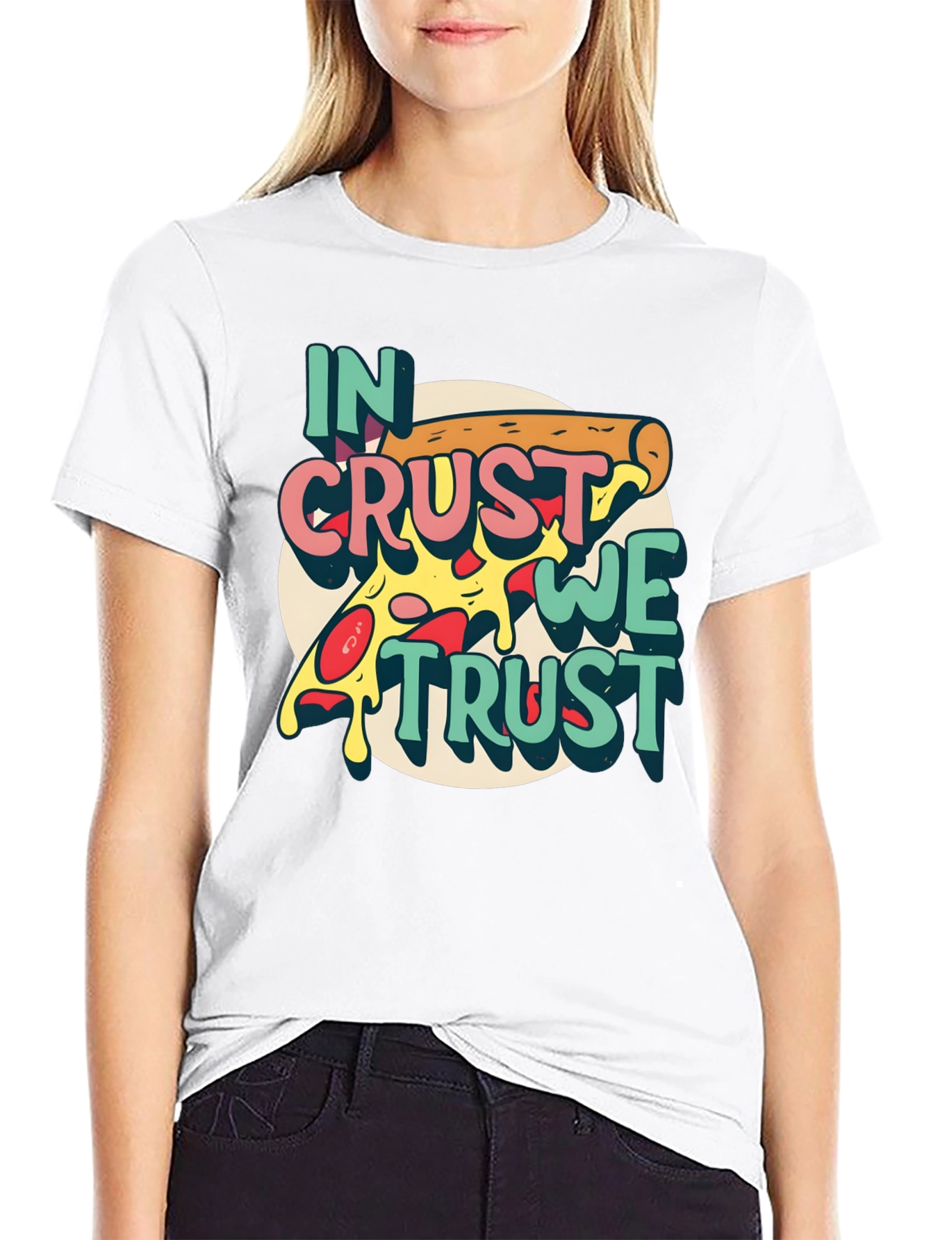 In Crust We Trust Pizza Graphic T-Shirt