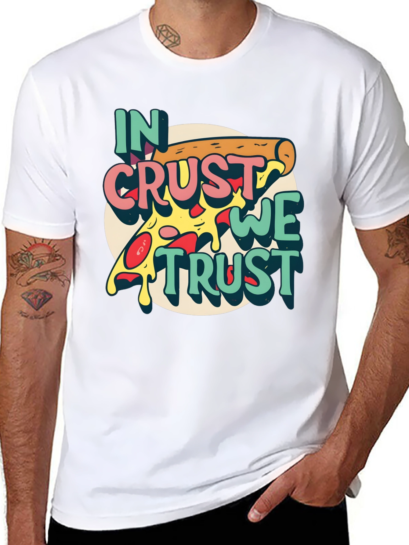 In Crust We Trust Pizza Graphic T-Shirt