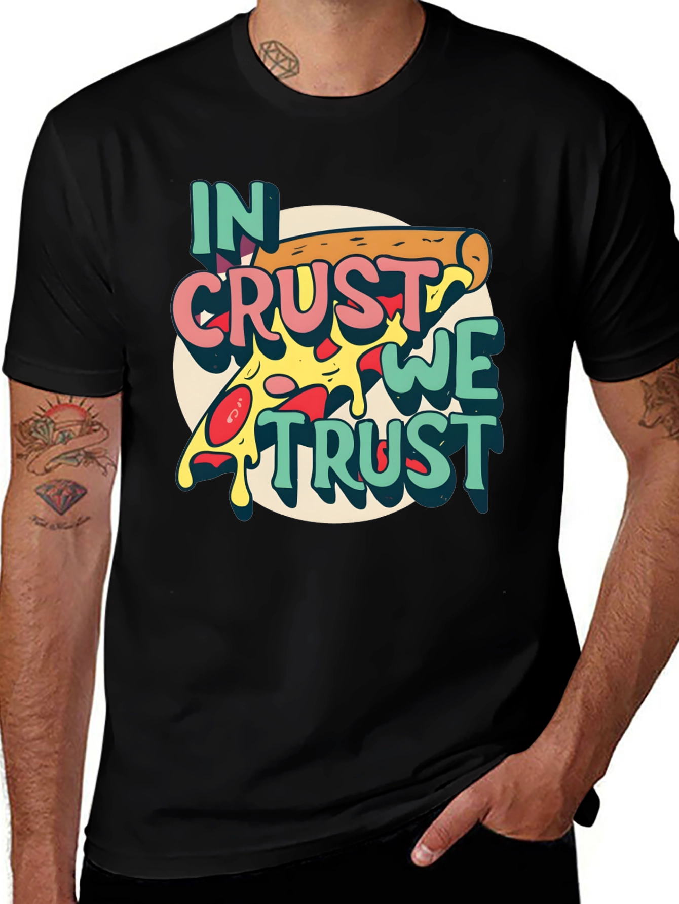In Crust We Trust Pizza Graphic T-Shirt