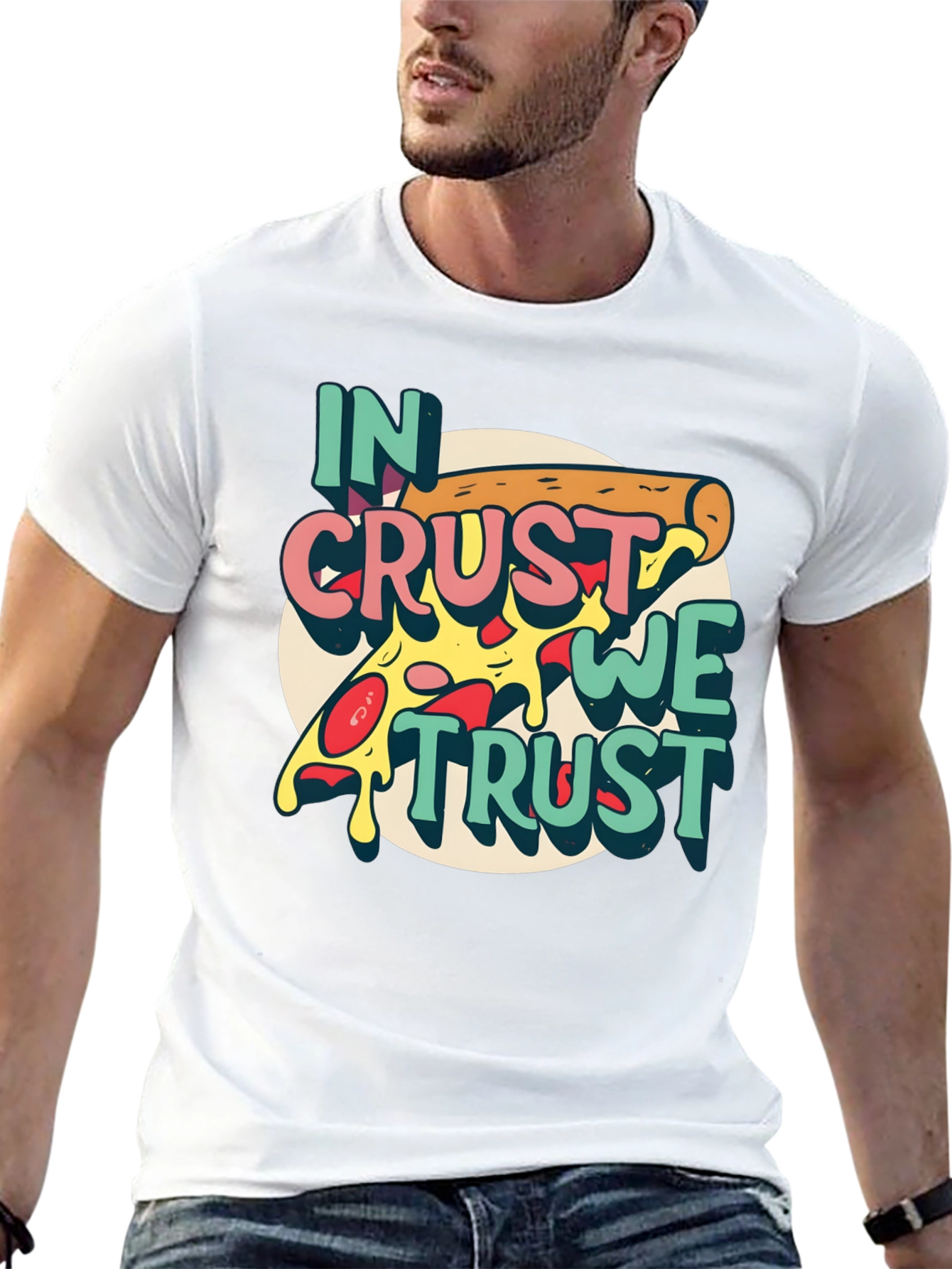 In Crust We Trust Pizza Graphic T-Shirt