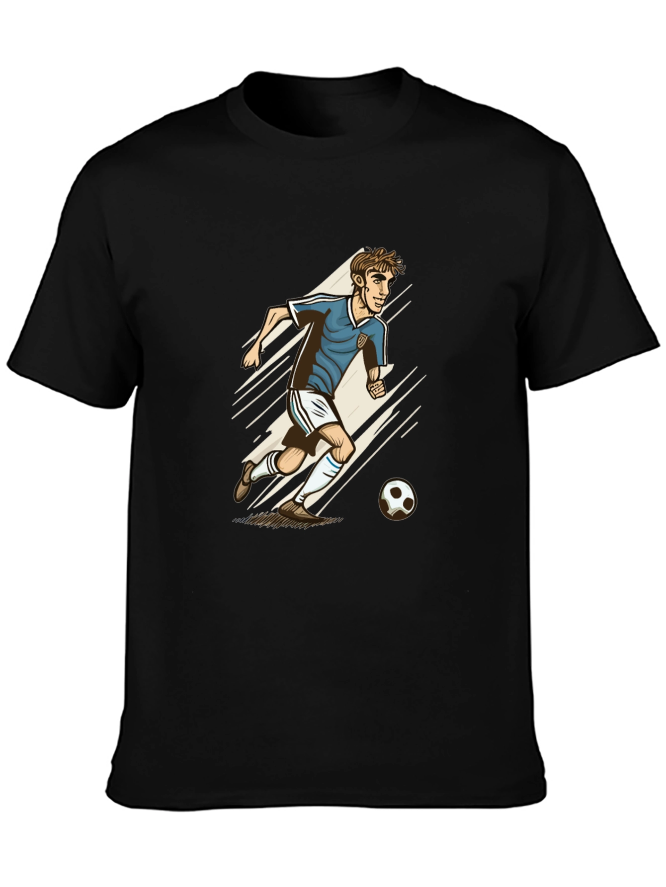Soccer Player Graphic Tee - Black Cotton Blend