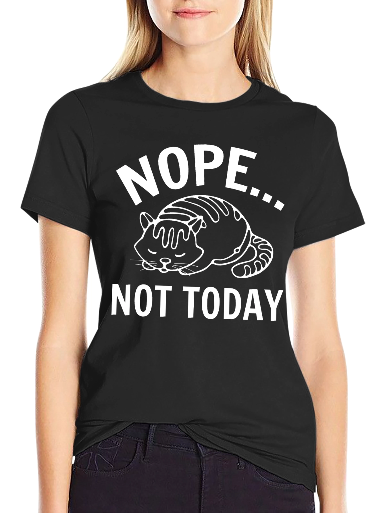 Nope Not Today Graphic T-Shirt - Black Cotton Tee