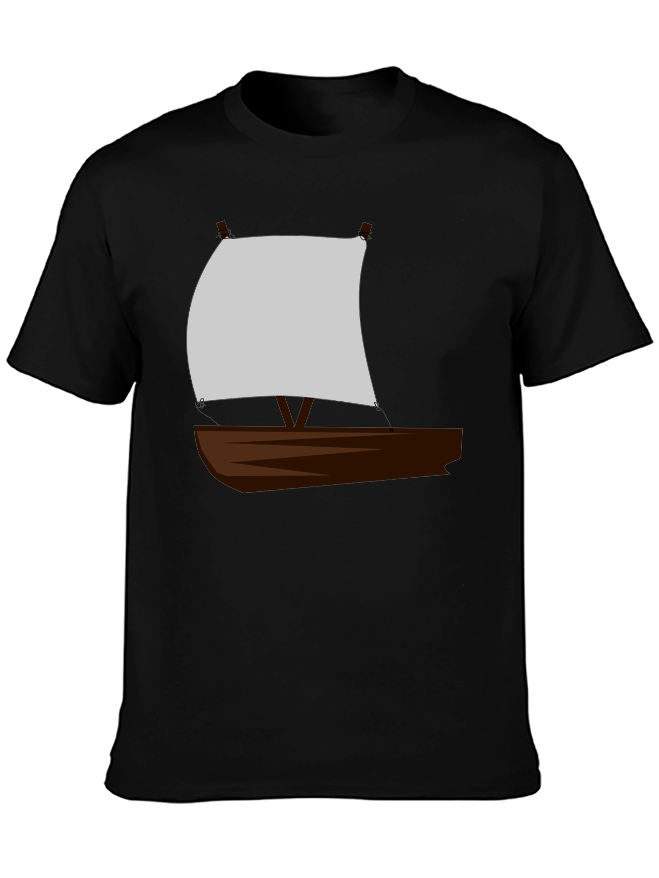 Sailboat Graphic T-Shirt - Black Crew Neck Tee