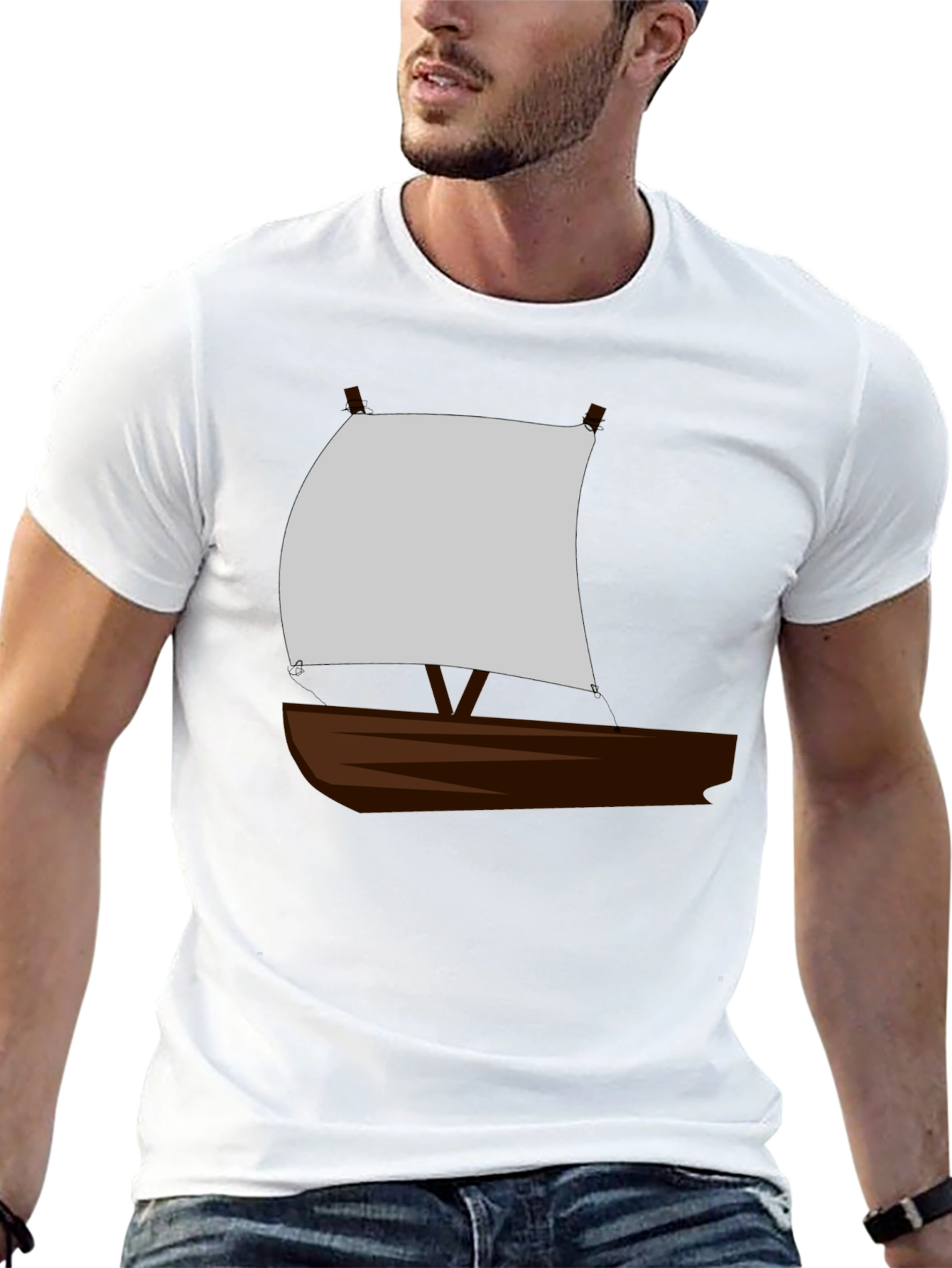 Sailboat Graphic T-Shirt - Black Crew Neck Tee