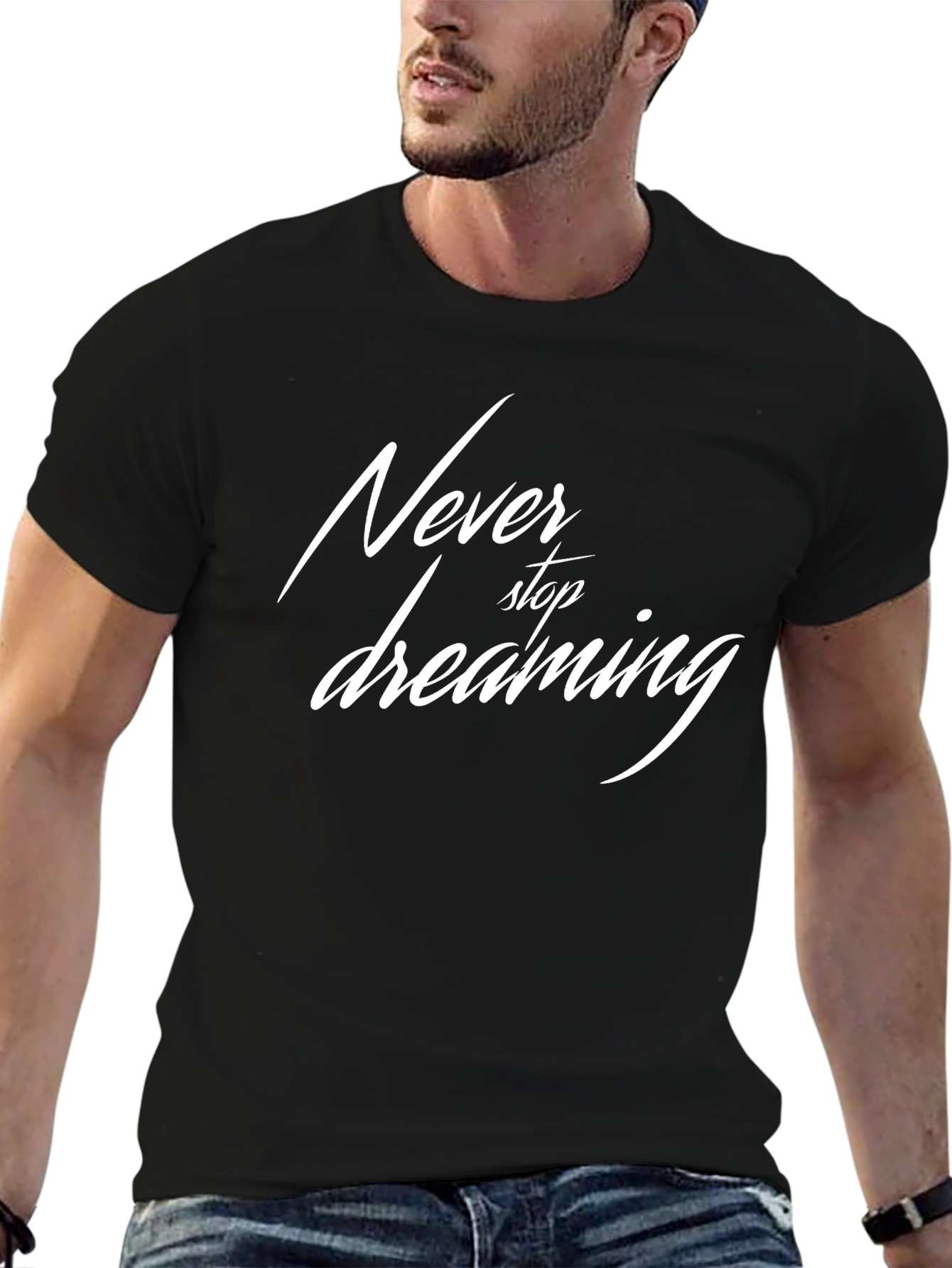 Never Stop Dreaming Black Graphic Tee