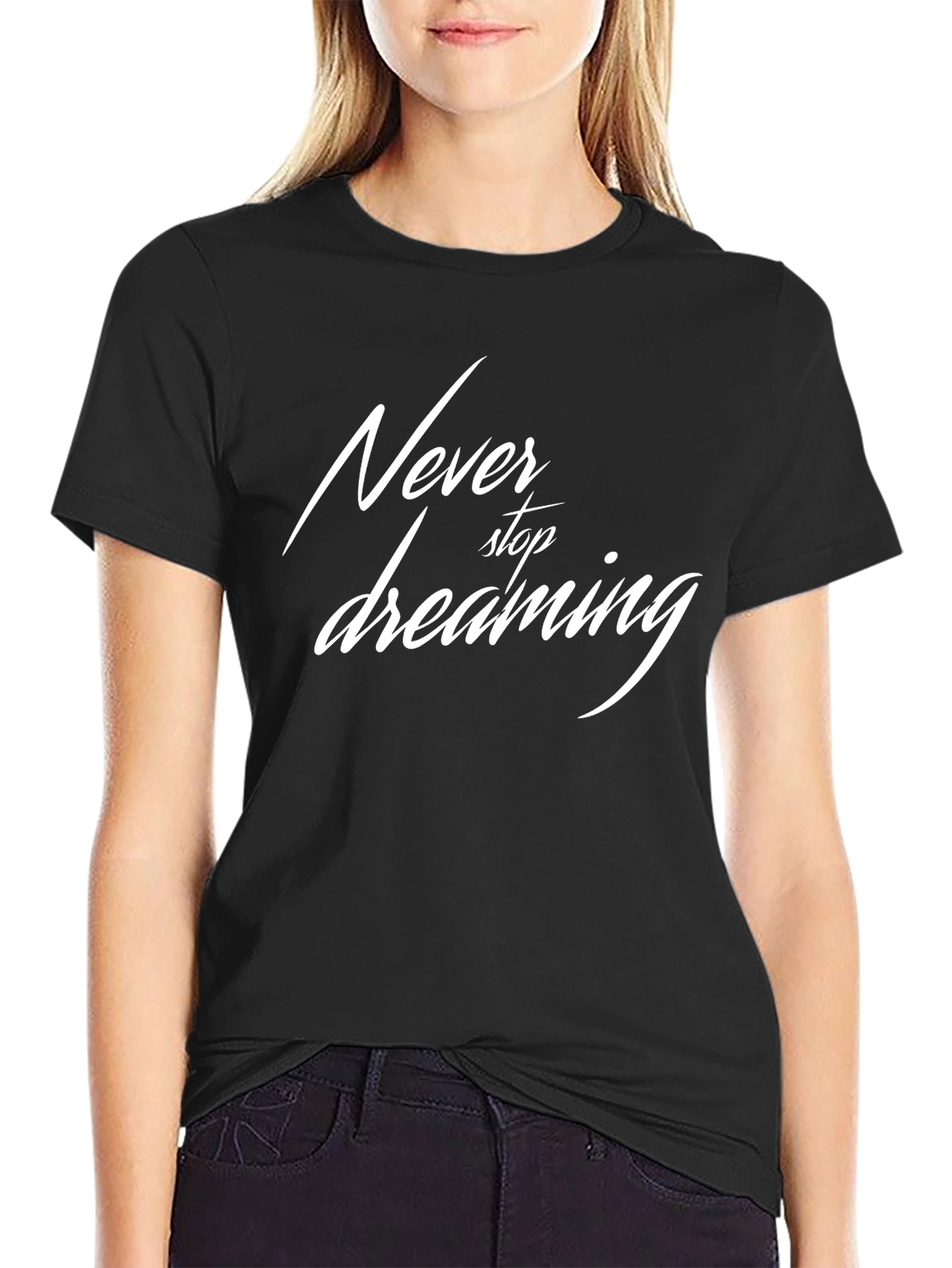 Never Stop Dreaming Black Graphic Tee