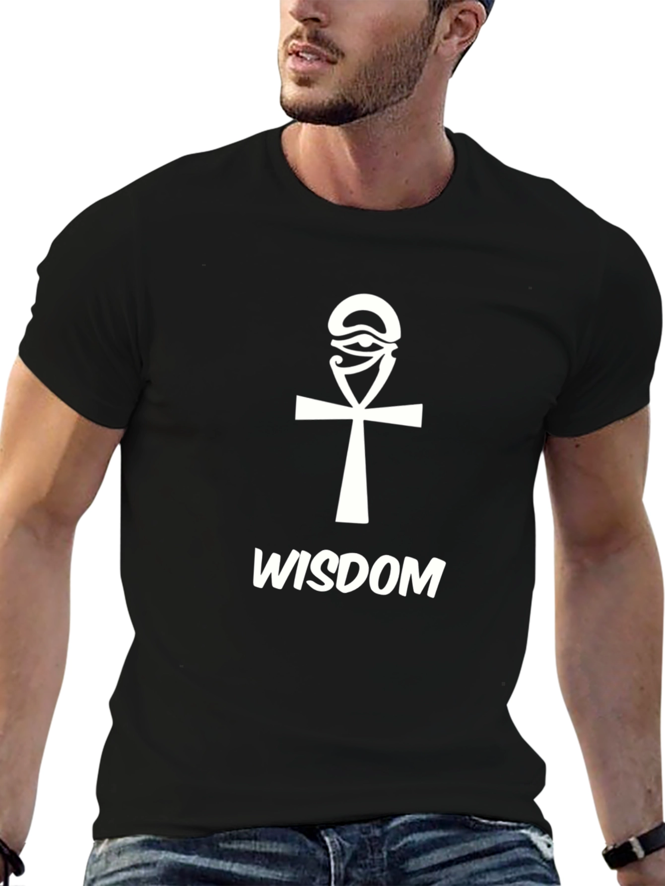 Wisdom Ankh Graphic T-Shirt - Stylish Egyptian Symbol Tee