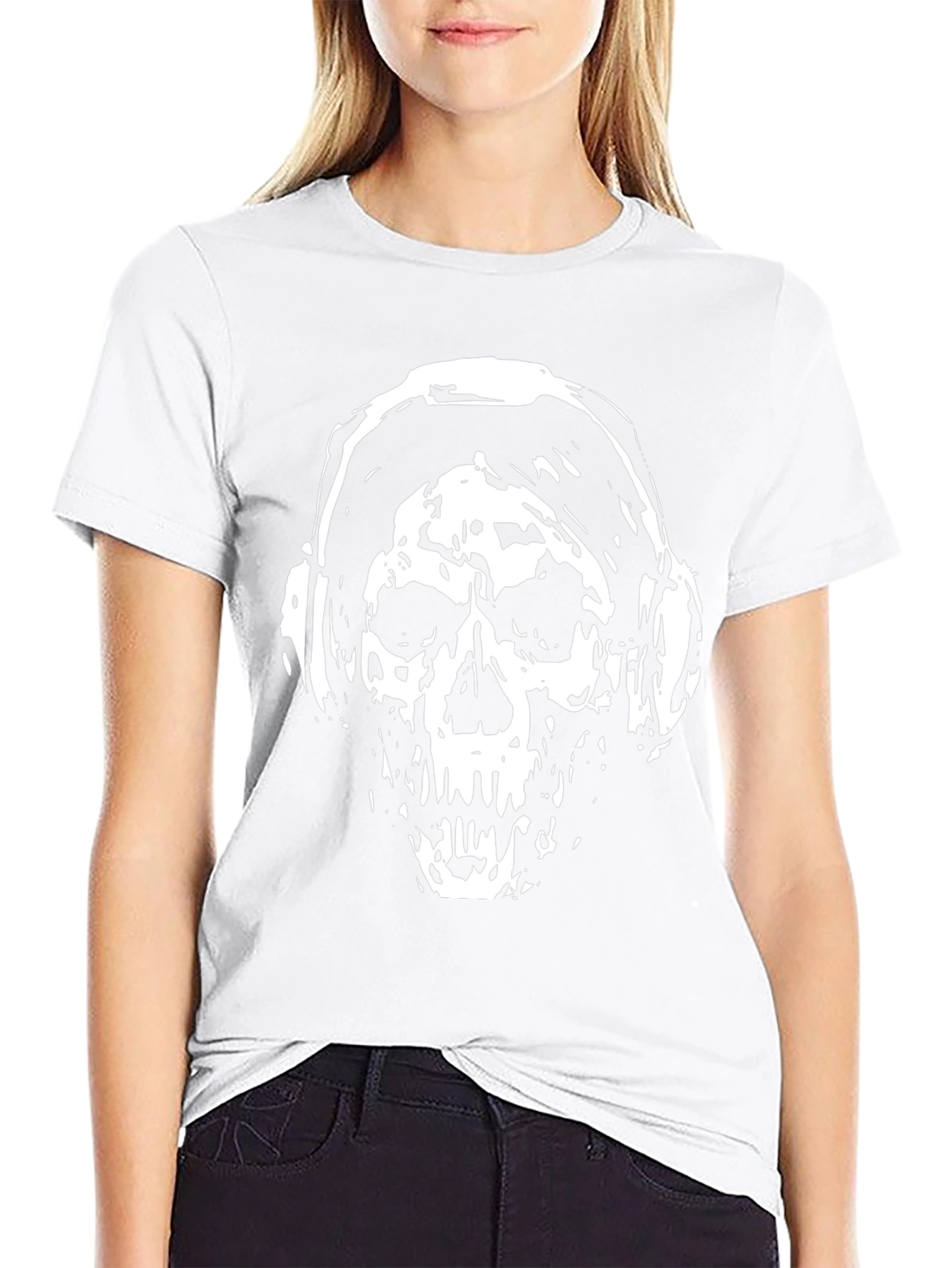 Skull Headphones Graphic Black T-Shirt
