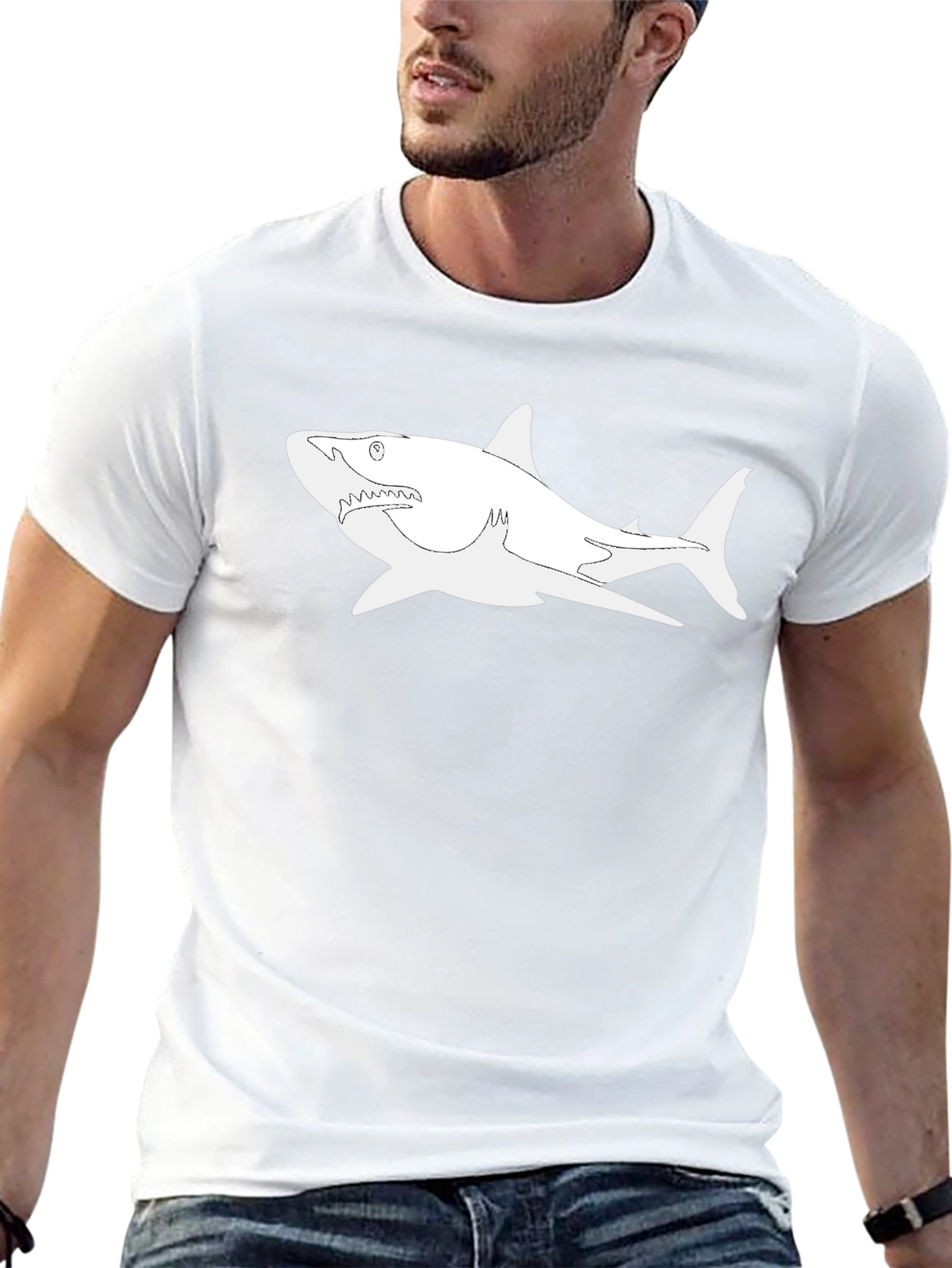 Shark Graphic Tee - Stylish Black T-Shirt