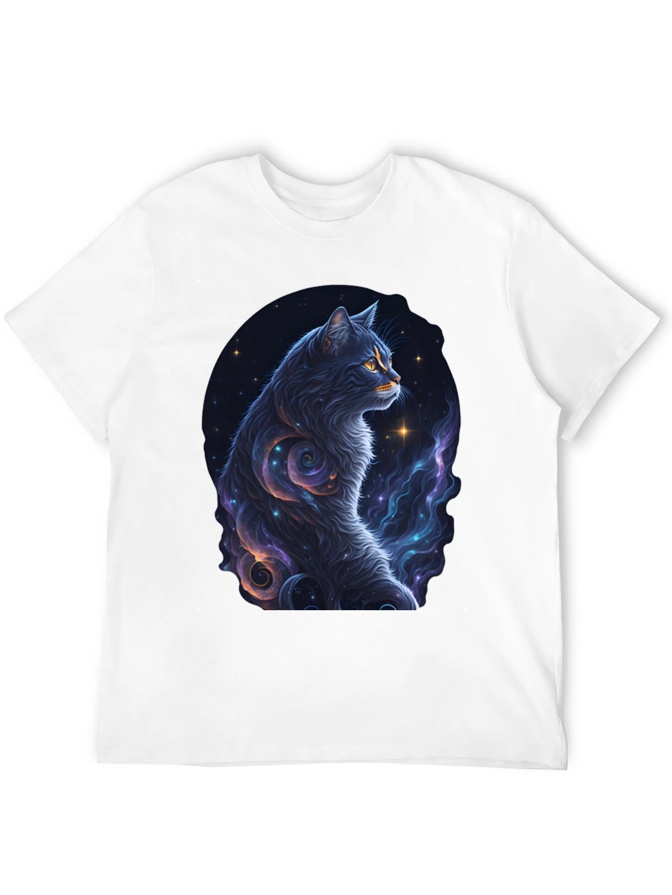 Cosmic Cat Graphic Tee - Stylish Black T-Shirt