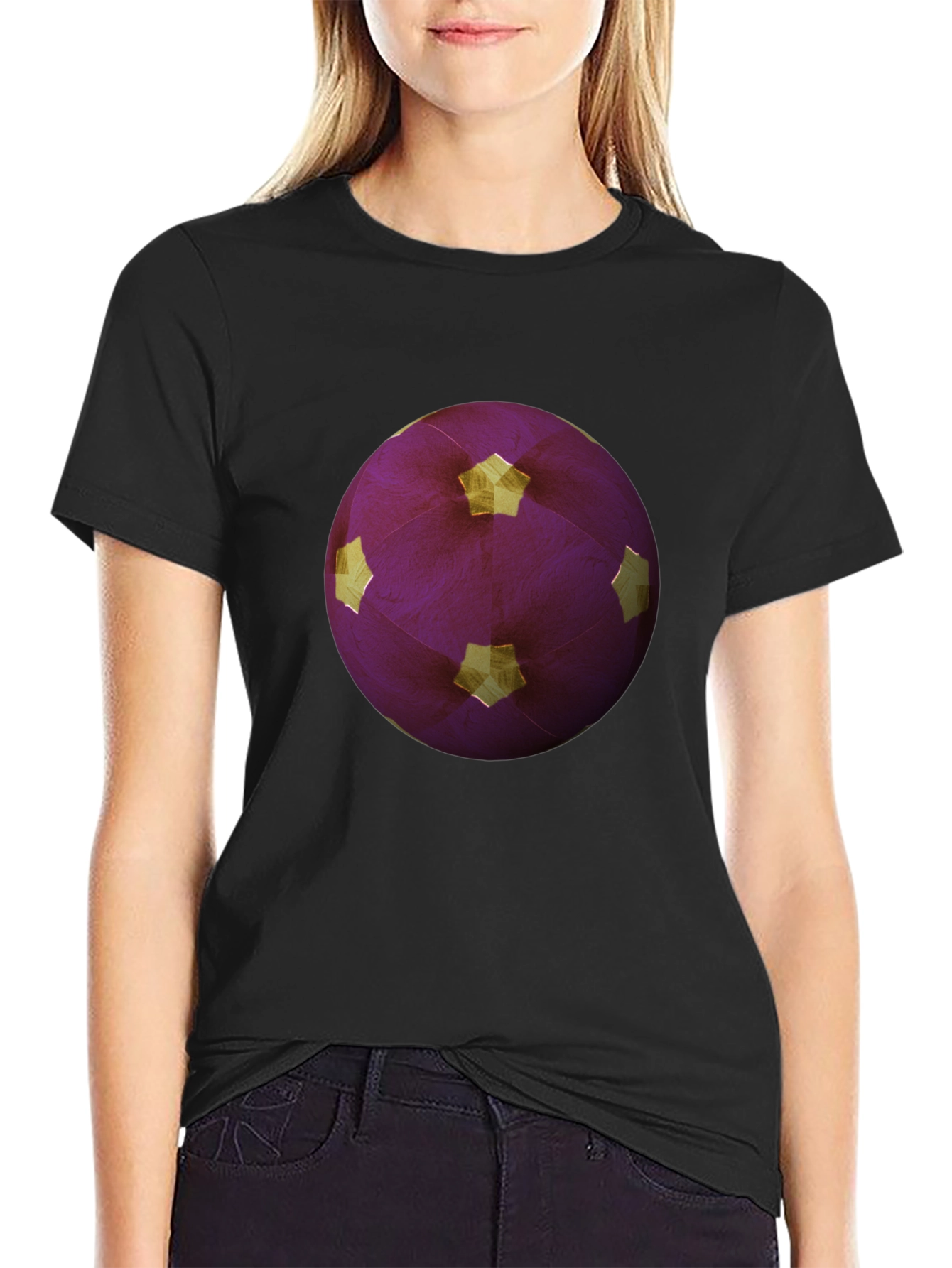 Purple Soccer Ball Graphic Tee - Mens Black T-Shirt