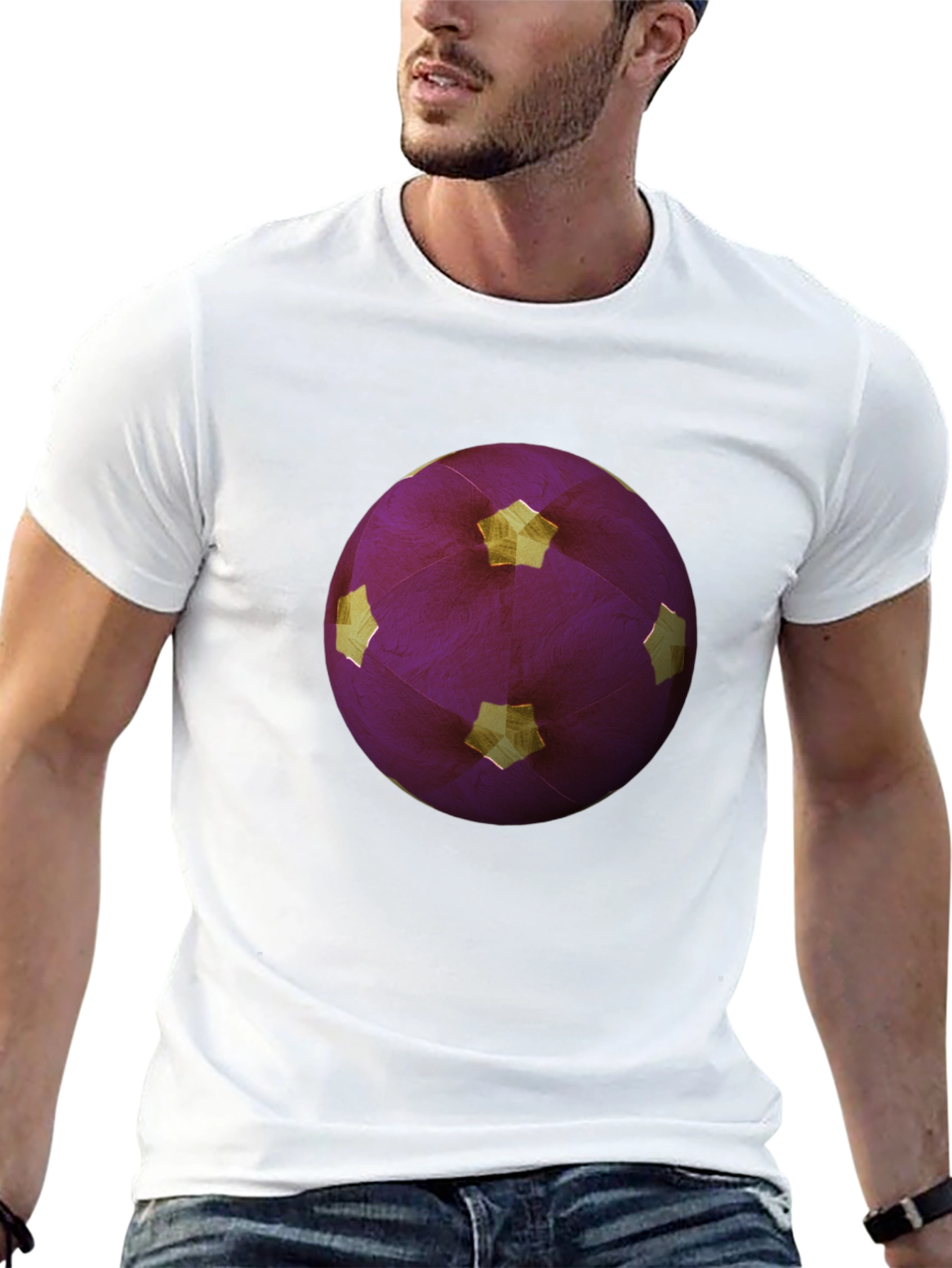 Purple Soccer Ball Graphic Tee - Mens Black T-Shirt