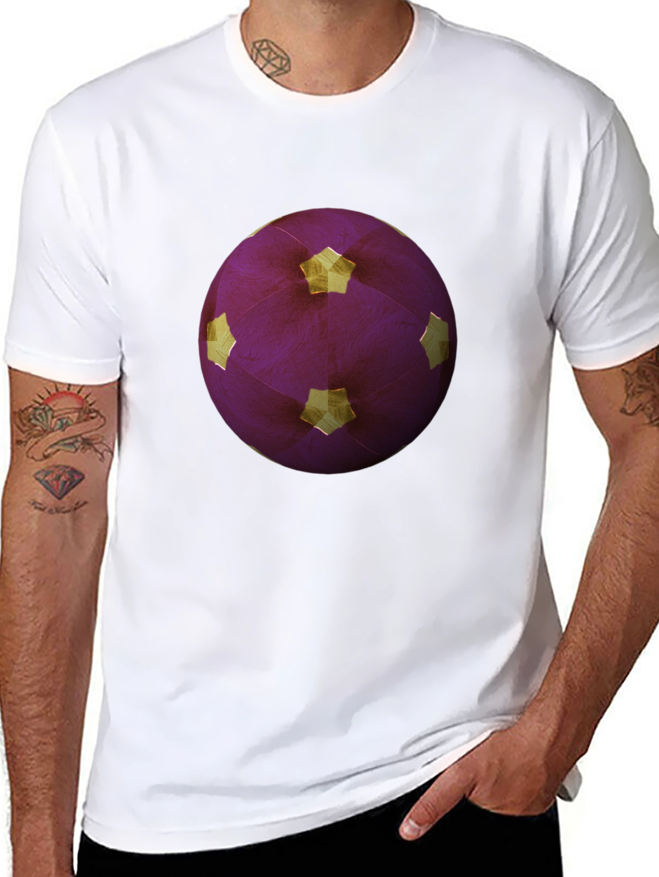 Purple Soccer Ball Graphic Tee - Mens Black T-Shirt