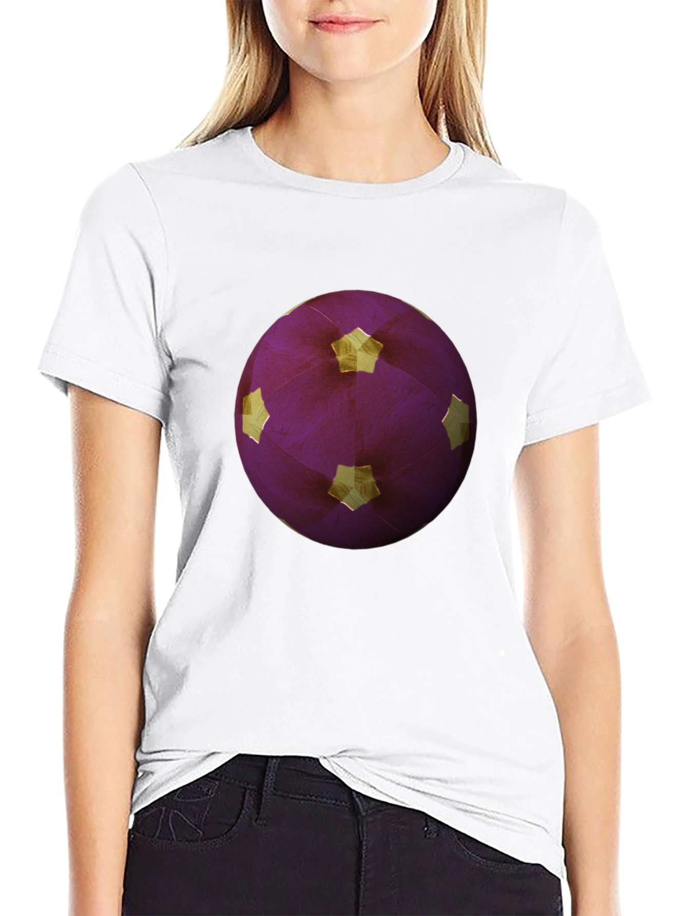 Purple Soccer Ball Graphic Tee - Mens Black T-Shirt