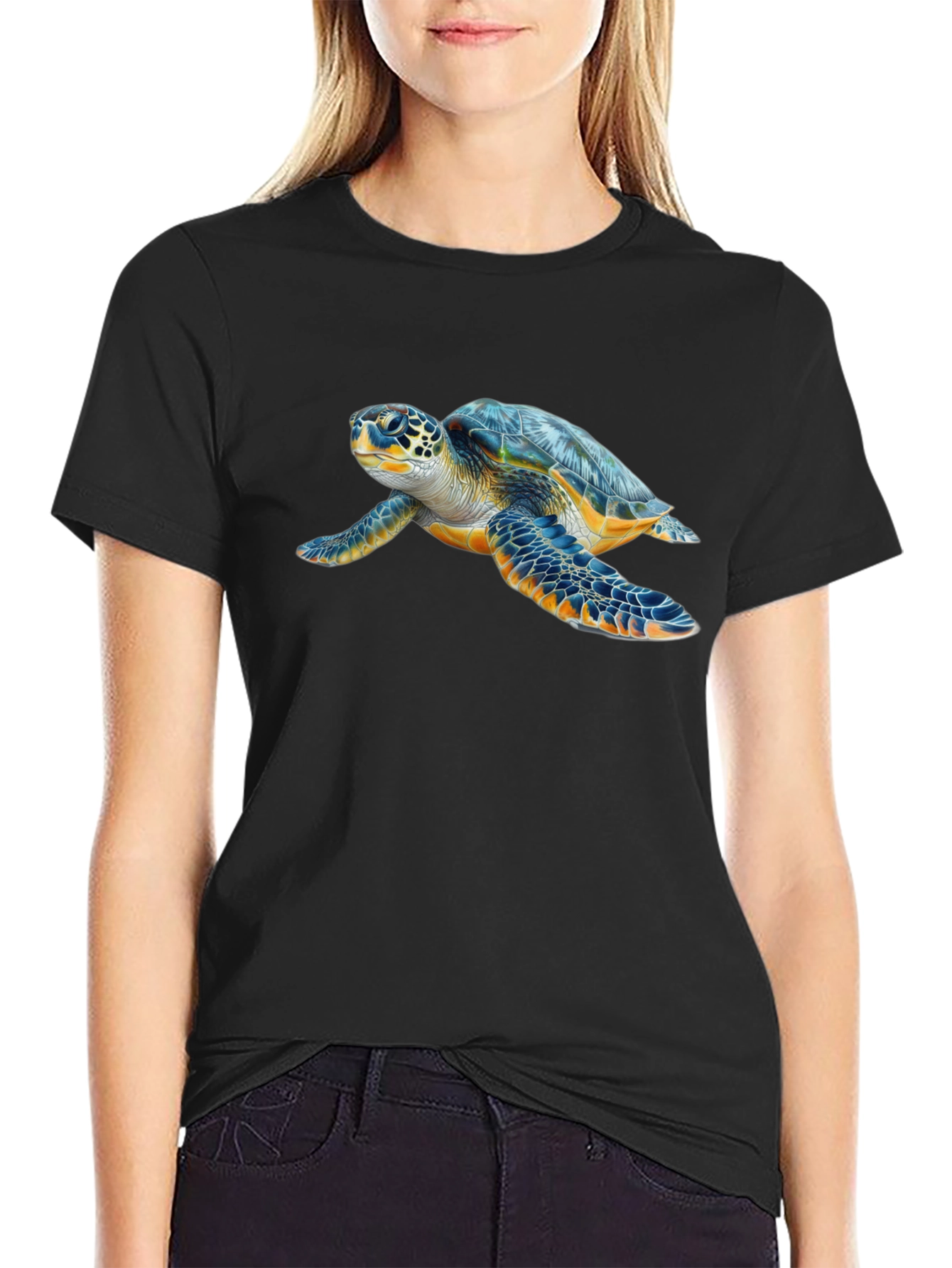 Sea Turtle Graphic Tee - Black