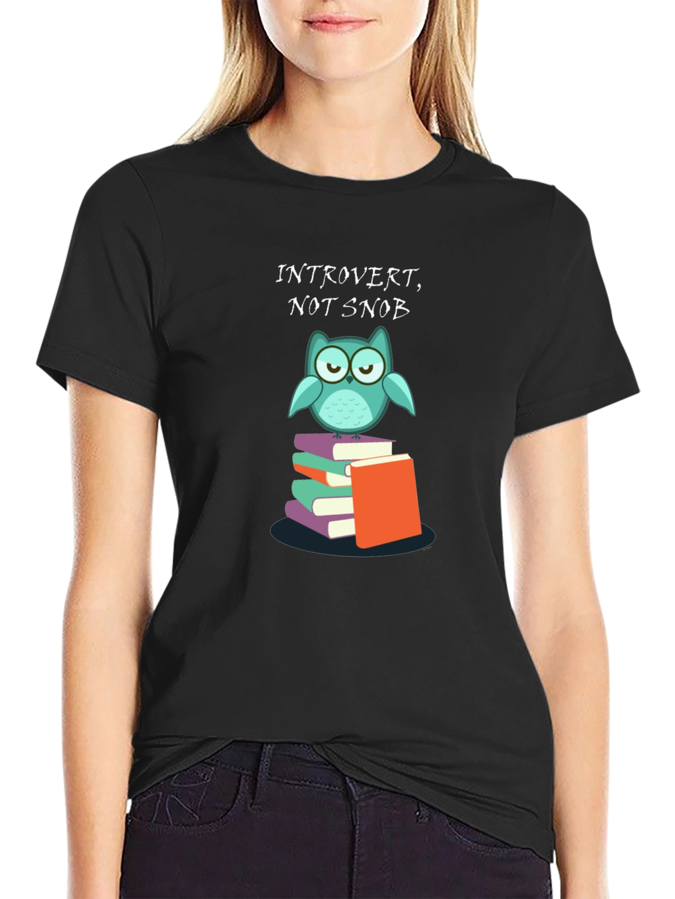 Introvert Not Snob Owl Books Graphic Tee