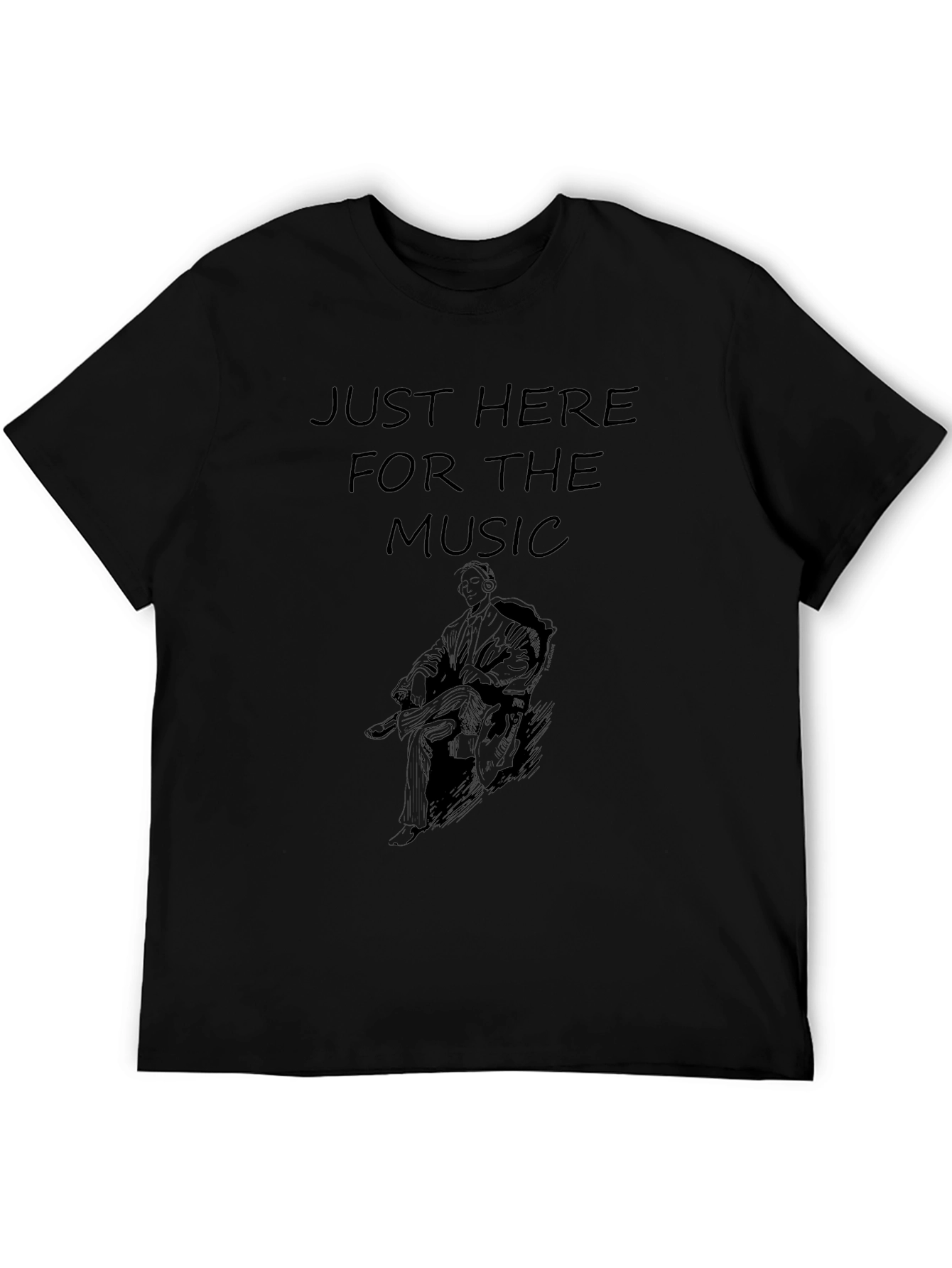 Just Here for the Music Black Graphic Tee