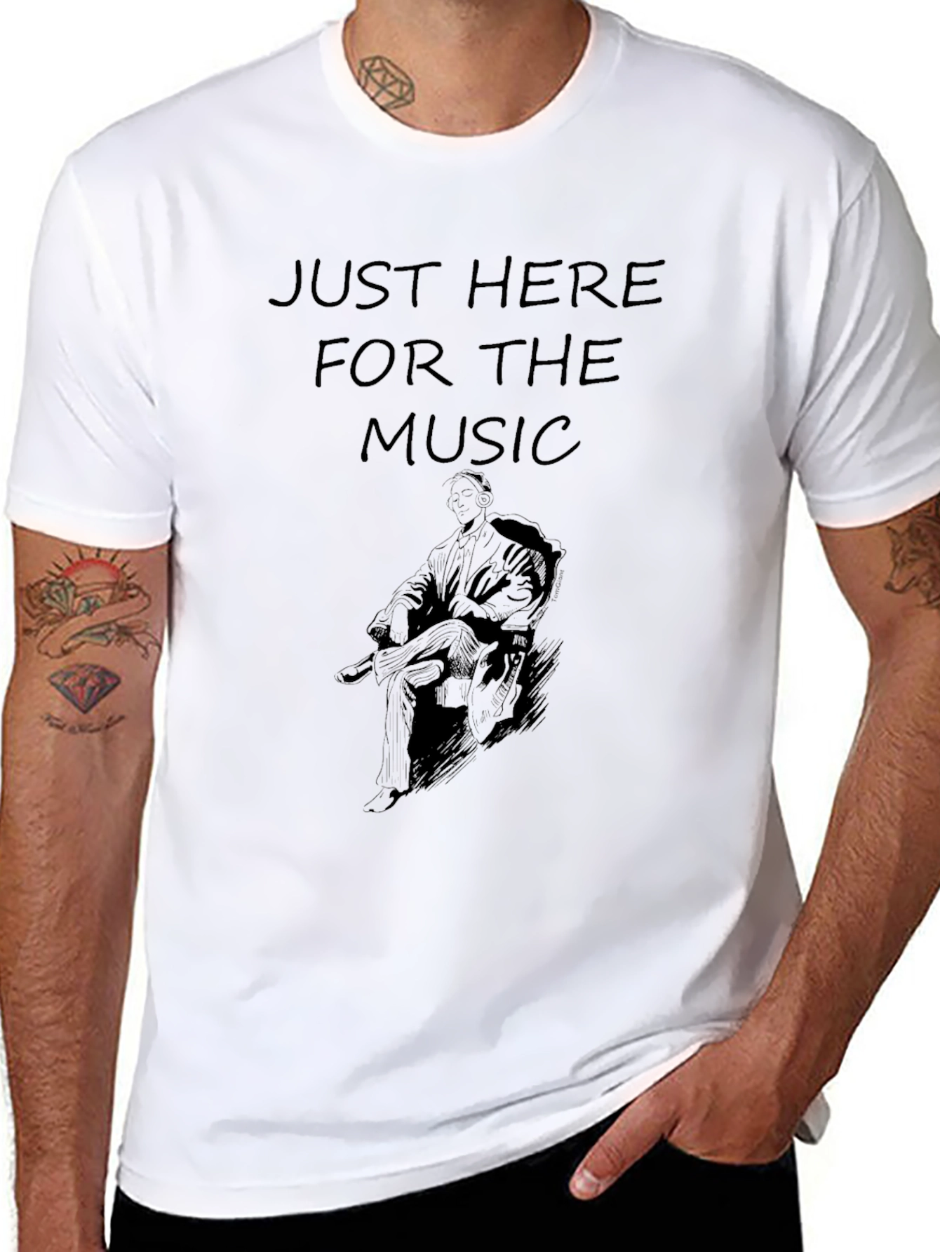 Just Here for the Music Black Graphic Tee