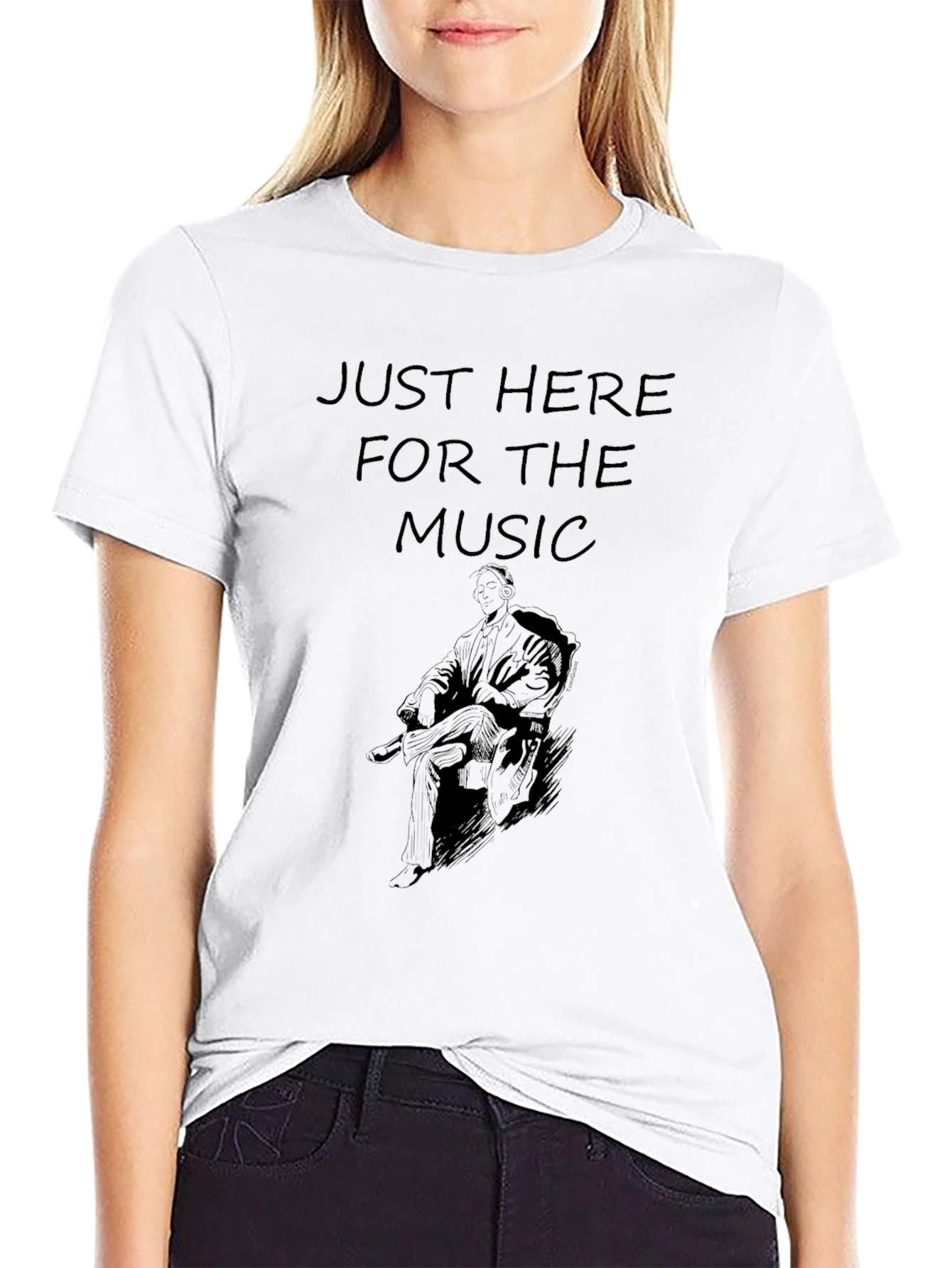 Just Here for the Music Black Graphic Tee